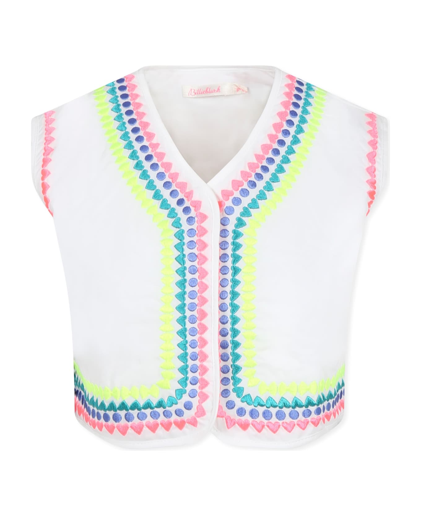 Billieblush Ivory Vest For Girl With Embroidery - Ivory