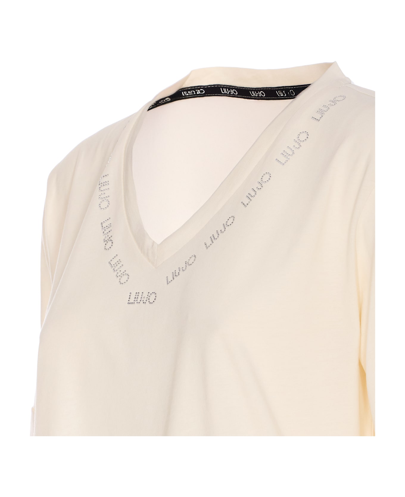 Liu-Jo Strass Logo T-shirt - White