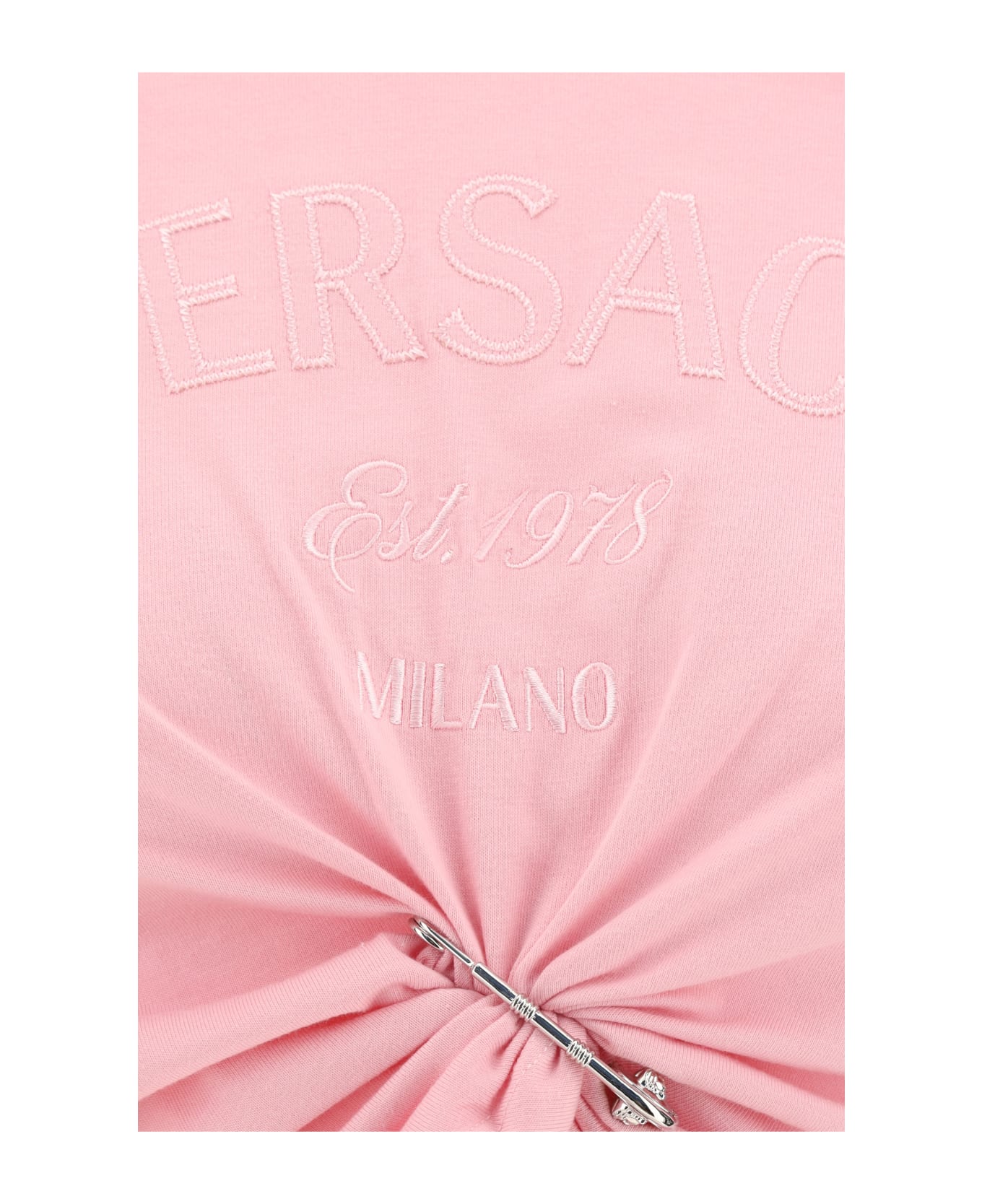 Versace Safety Pin Detail T-shirt - Pale Pink