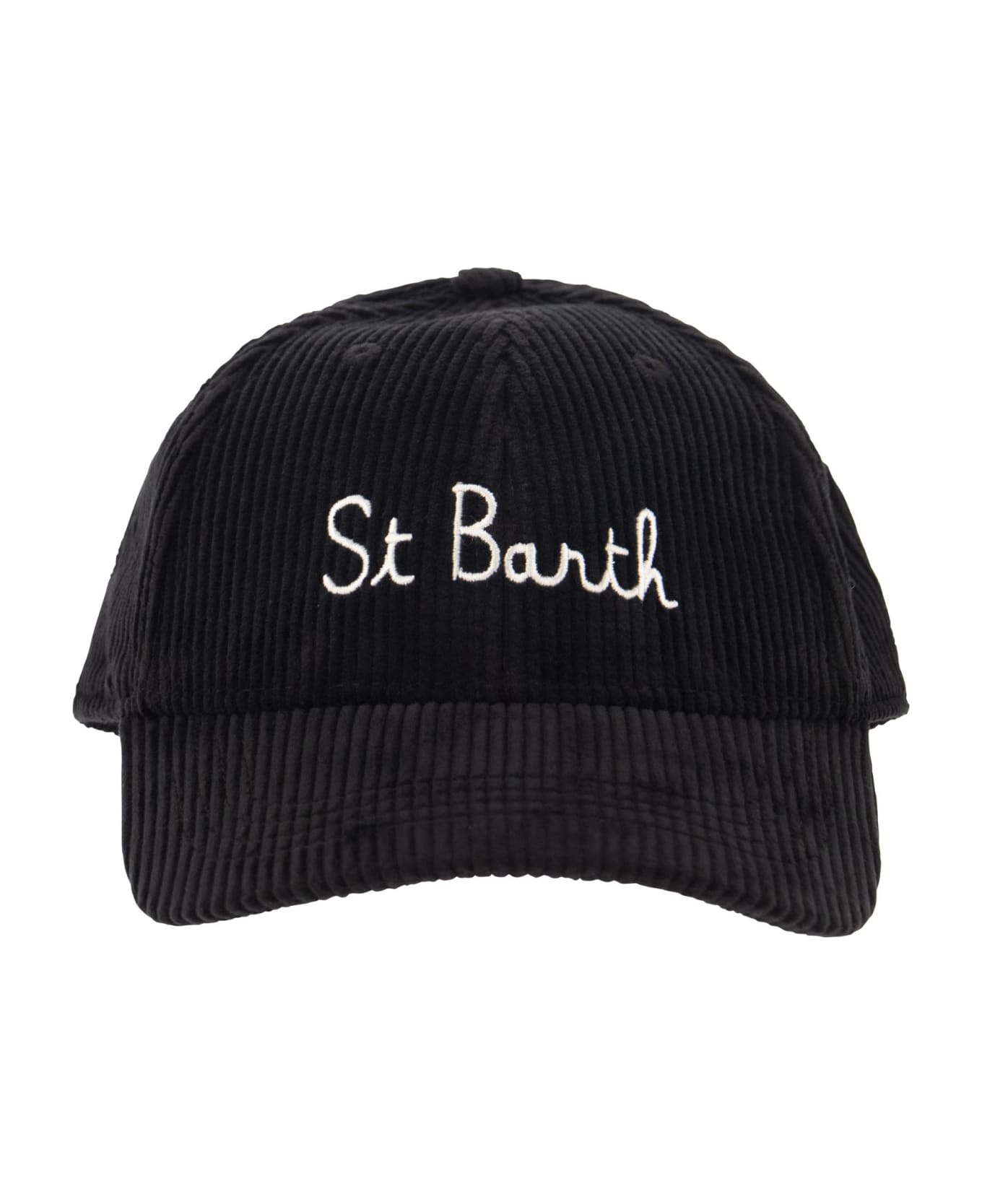 MC2 Saint Barth Corduroy Baseball Cap With Embroidery - Black