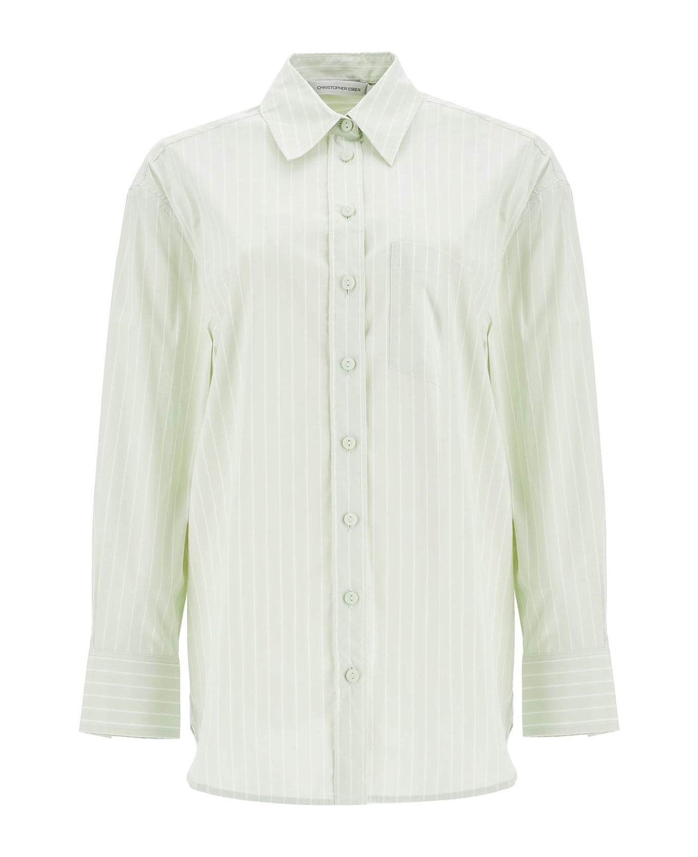 Christopher Esber Mint Green Cotton Shirt With White Stripes - MINT STRIPE WHITE (Green)