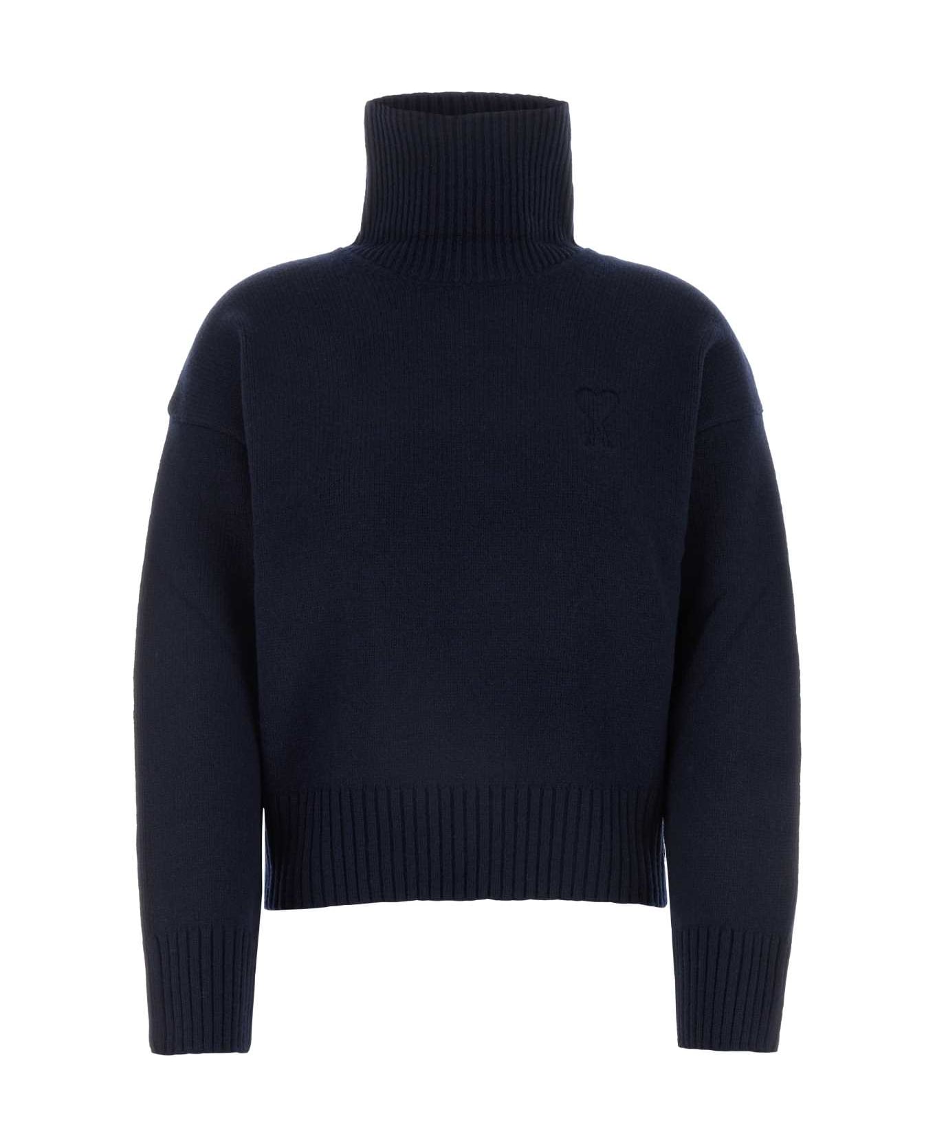 Ami Alexandre Mattiussi Navy Blue Wool Blend Sweater - NAVYBLUE