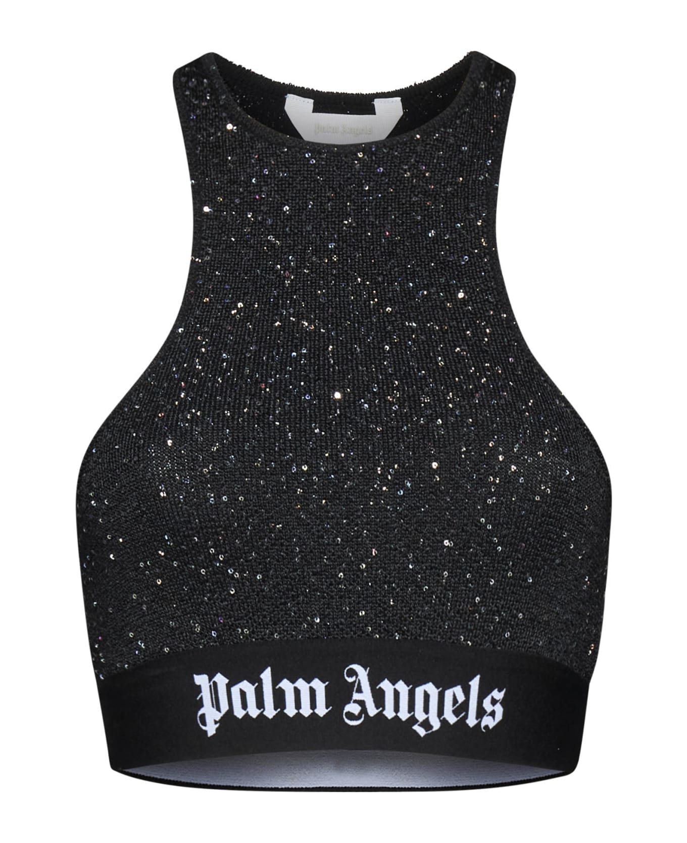 Palm Angels Soire Top In Black Viscose Blend - Black Whit