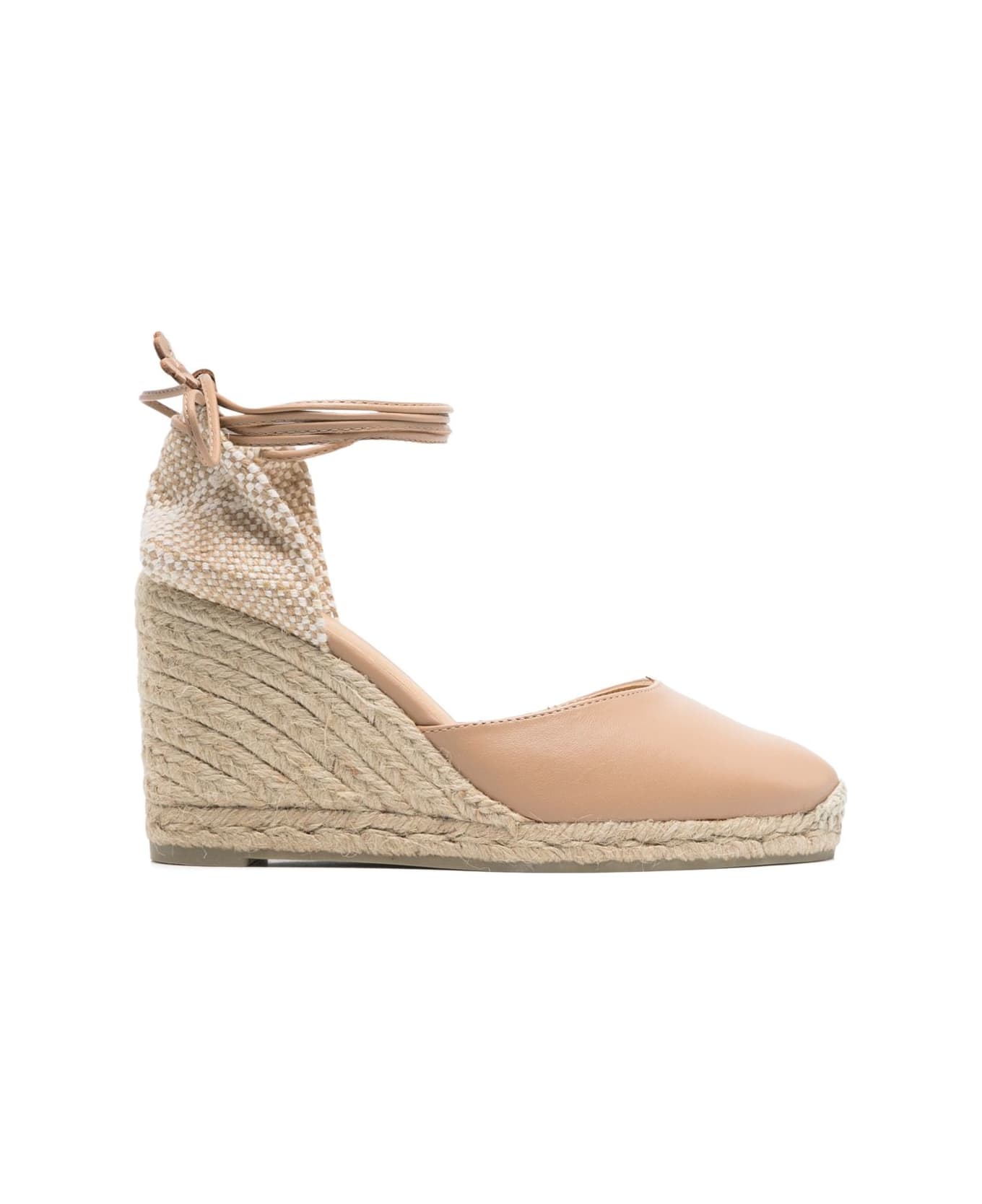 Castañer Carina Leather Espadrilles - Powder