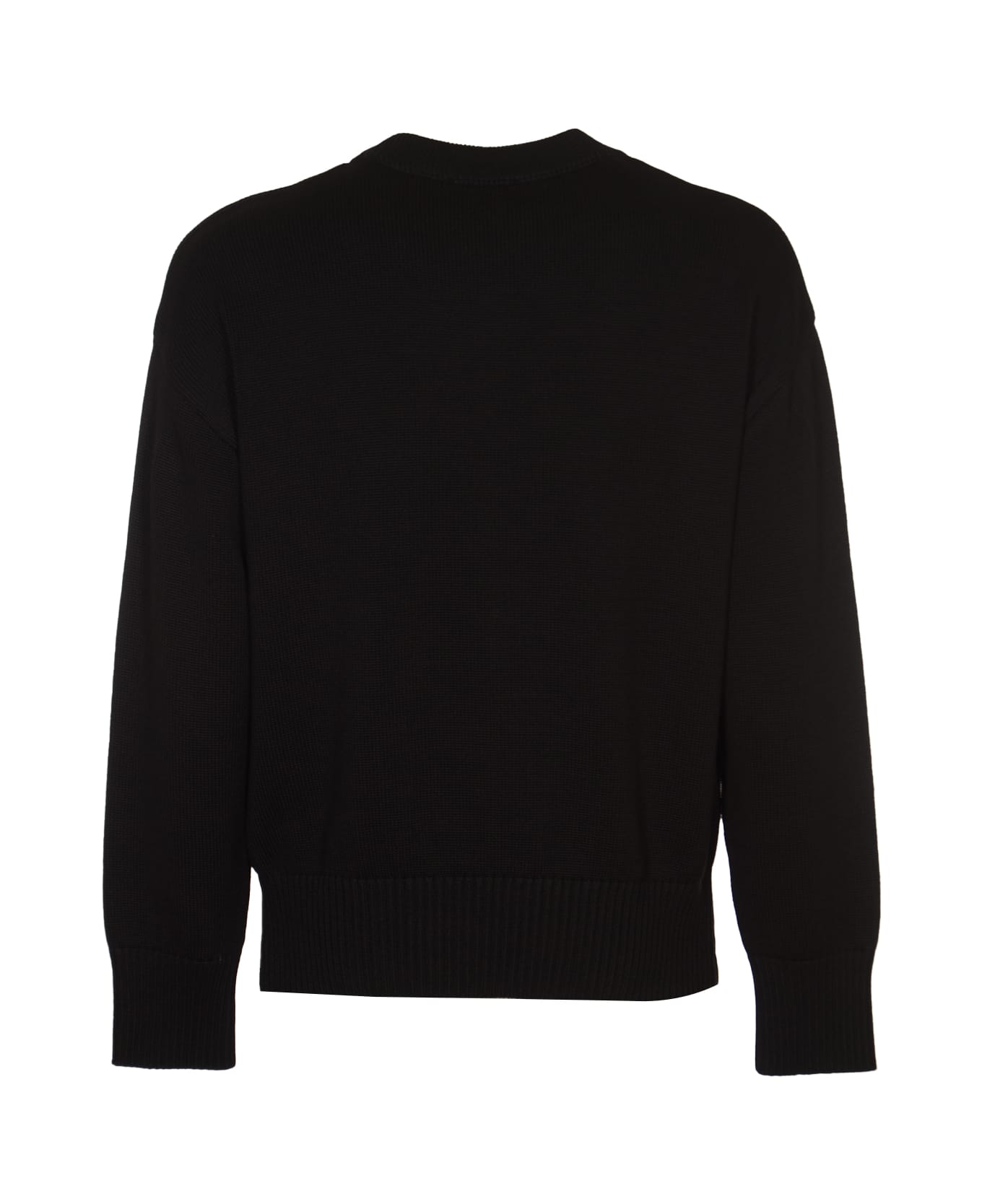 Ami Alexandre Mattiussi Logo Embroidered Rib Sweatshirt - Black ニットウェア