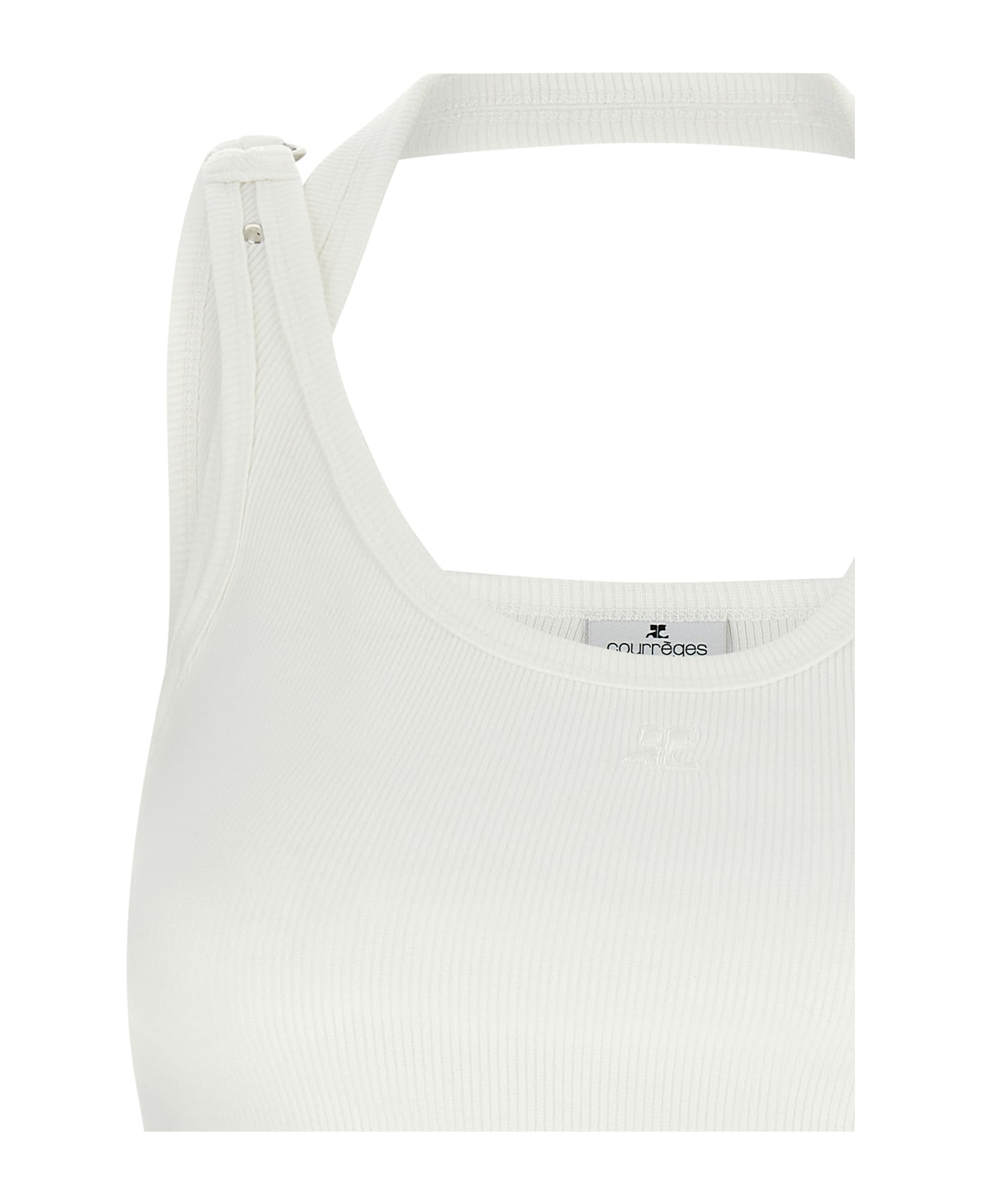 Courrèges 
asymmetrical Buckel
 Tank Top - White