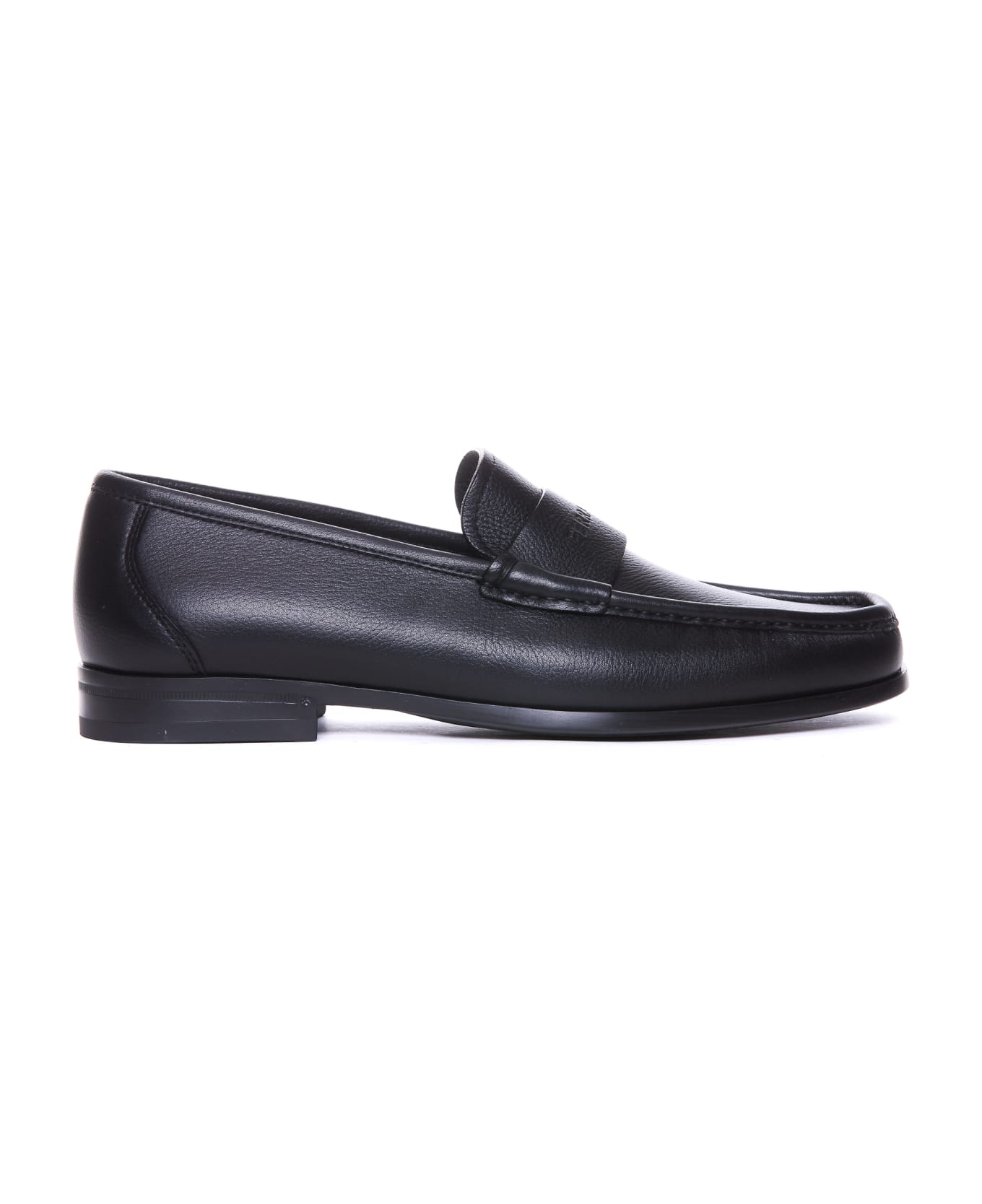 Ferragamo Dupont Loafers With Ferragamo Logo - Black