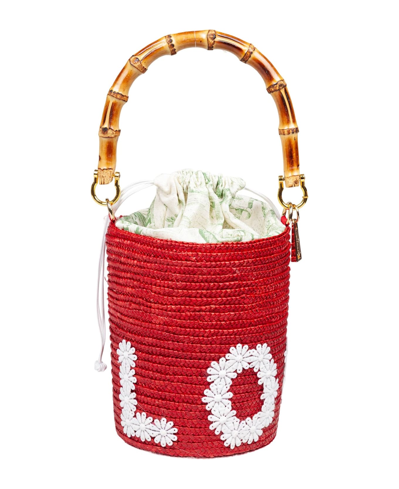 LaMilanesa Love Bucket Bag In Straw Color Red | italist