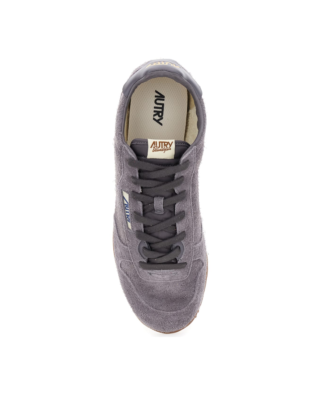 Autry 'windspin Low' Grey Sneaker With Logo On The Side And On The Heel In Suede Man - Perfor/suede Avion