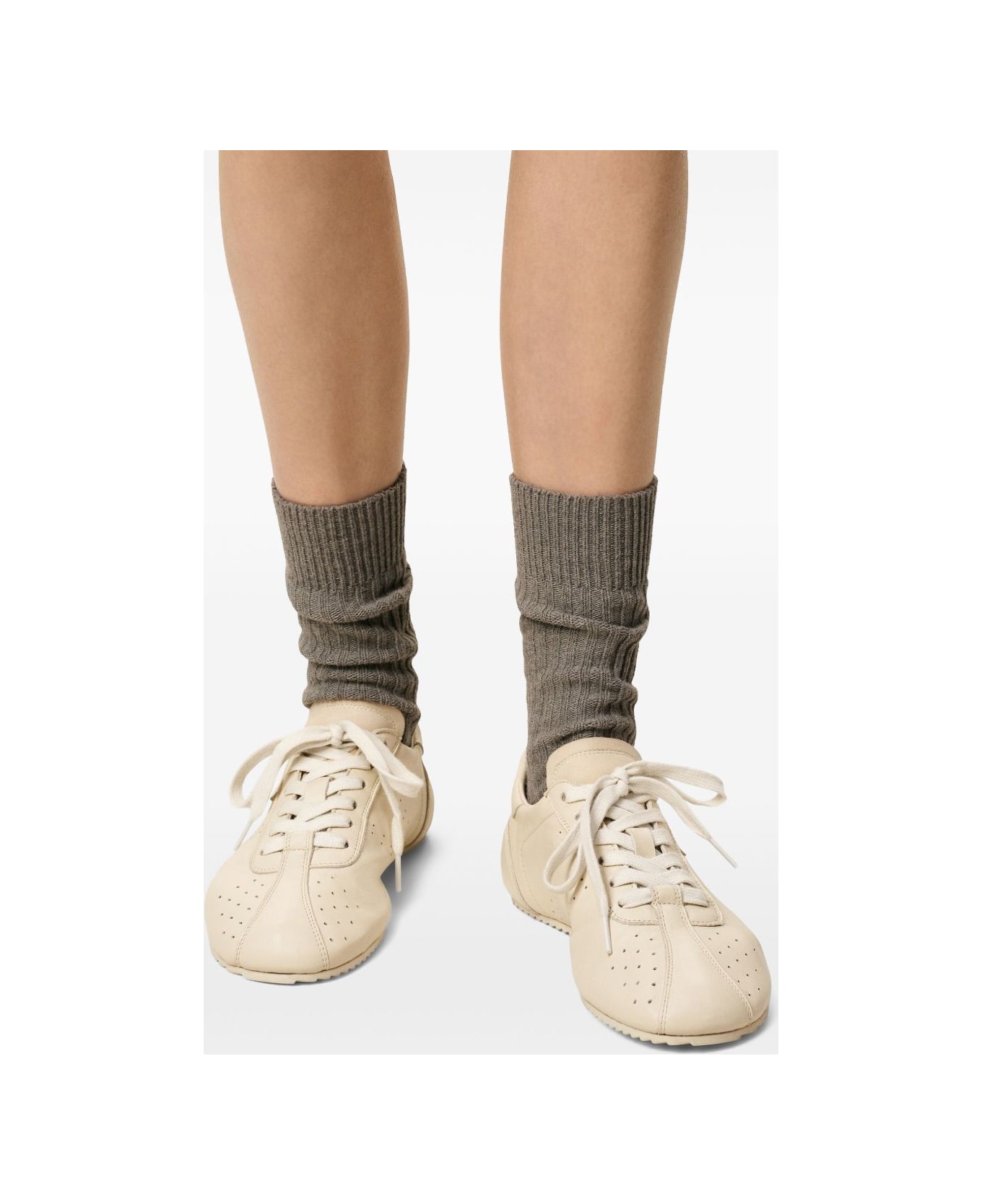 Ami Alexandre Mattiussi Leather Sneakers - Ivory