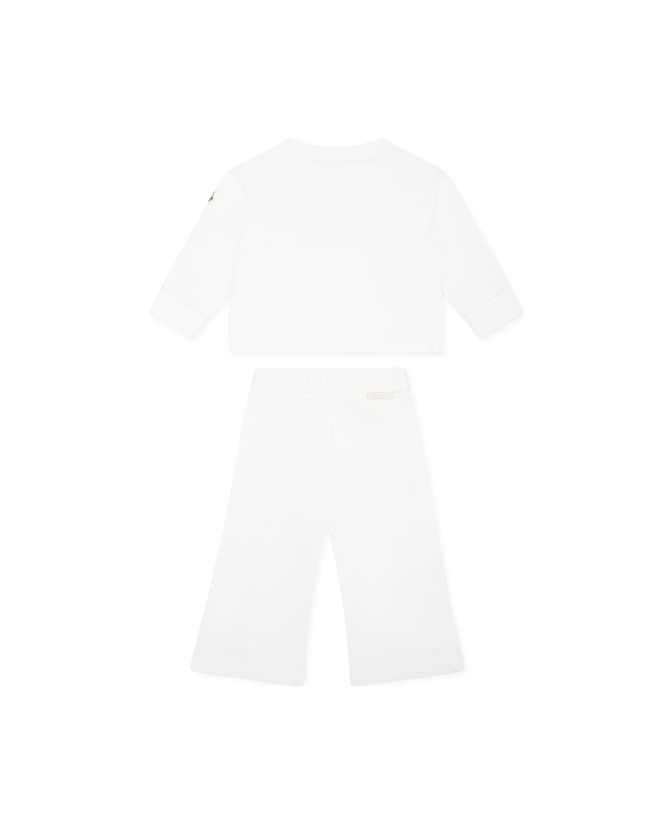 Moncler White Suit For Baby Girl With Logo - White