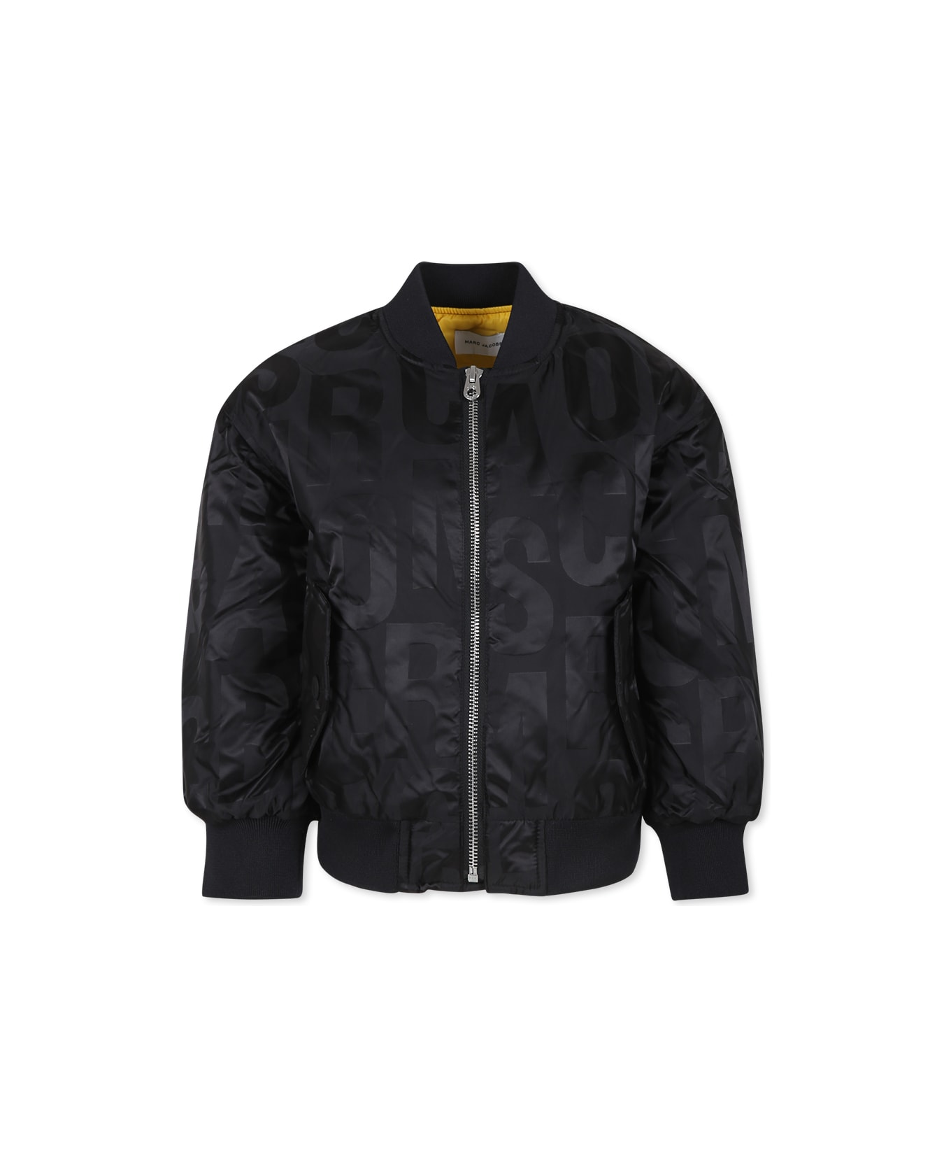 Marc Jacobs Black Bomber Jacket For Kids With Monogram - Black