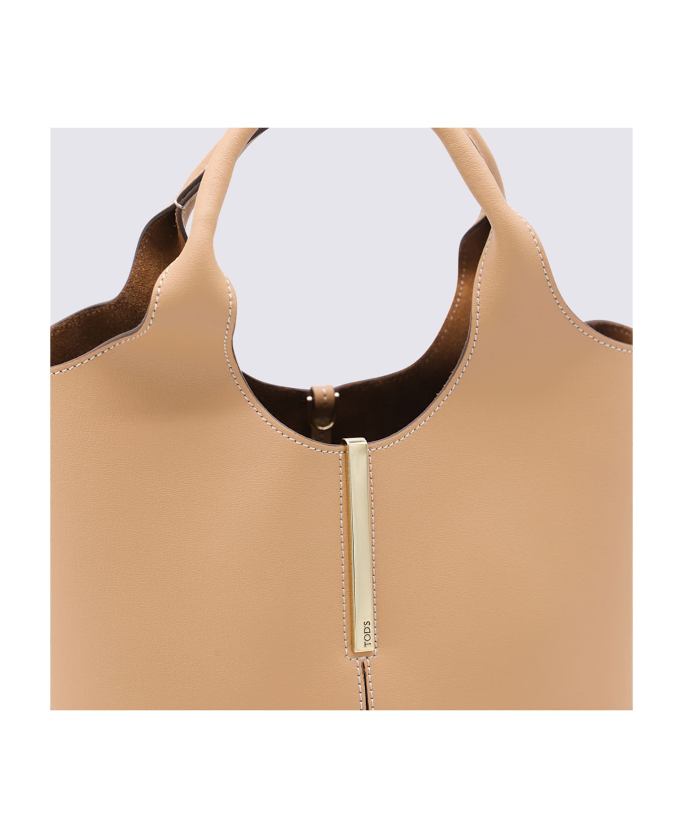 Tod
s Cream Leather Top Handle Bag - Camel