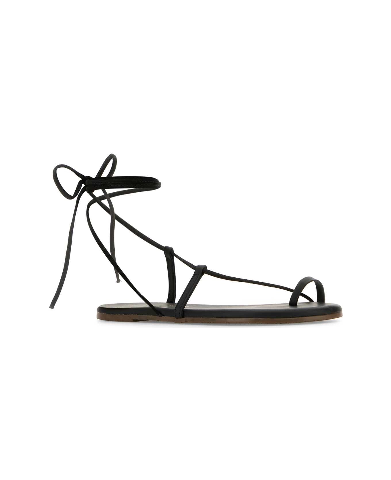 Tkees Black Leather Jo Sandals - BLACK