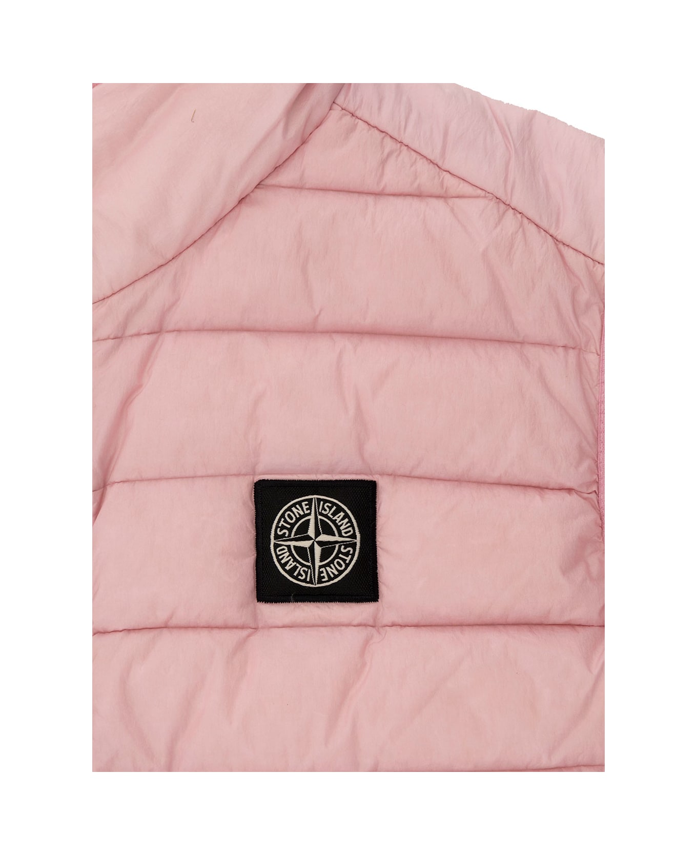 Stone Island Junior Pink Down Vest With Logo Patch In Polyamide Boy - Pink