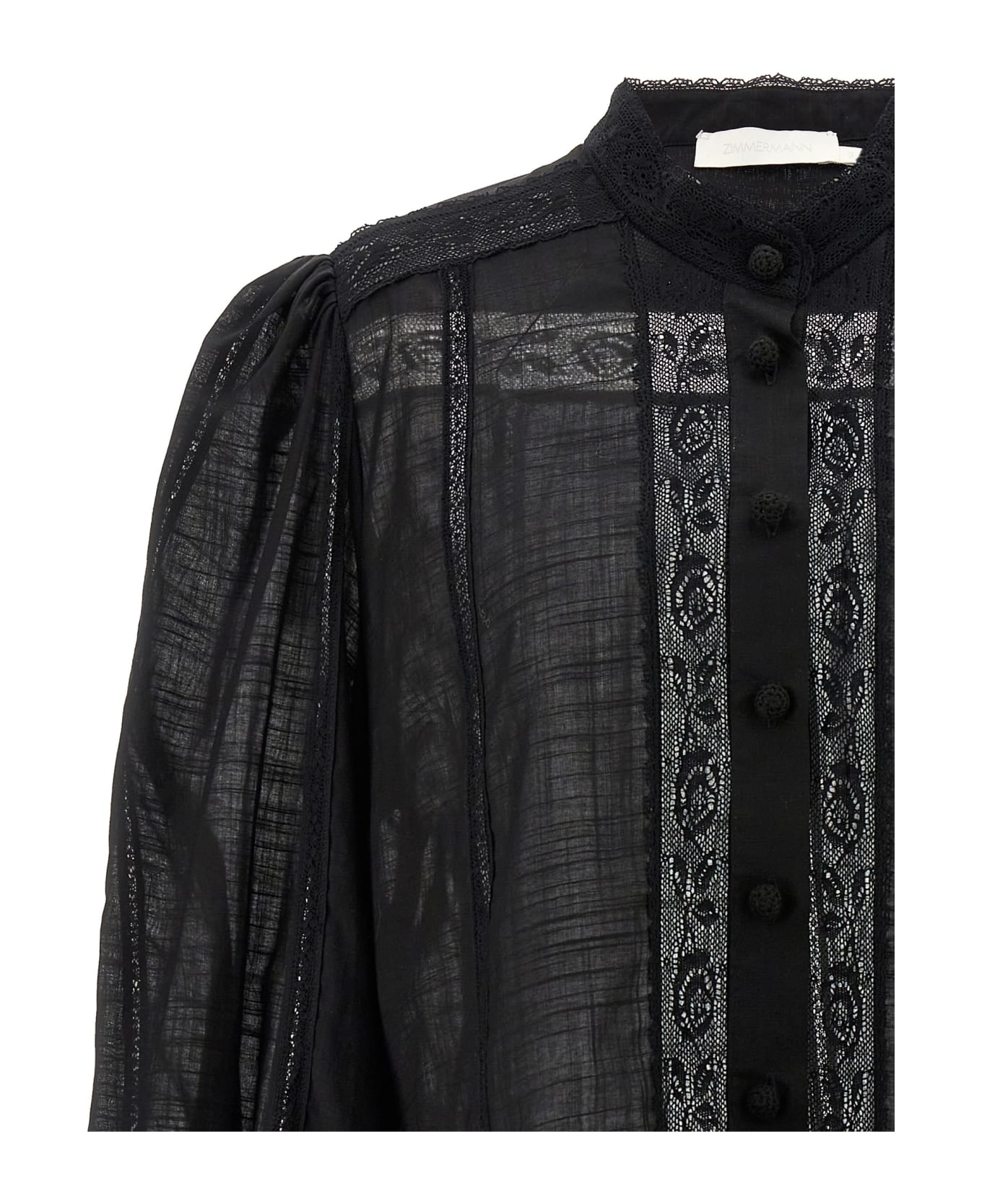 Zimmermann 'halliday Lace Trim' Shirt - Black