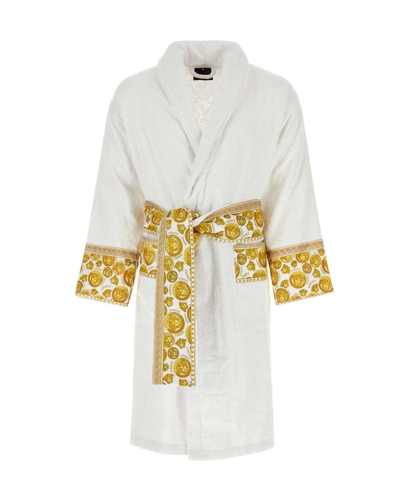 Versace White Terry Fabric Bathrobe - Z7010