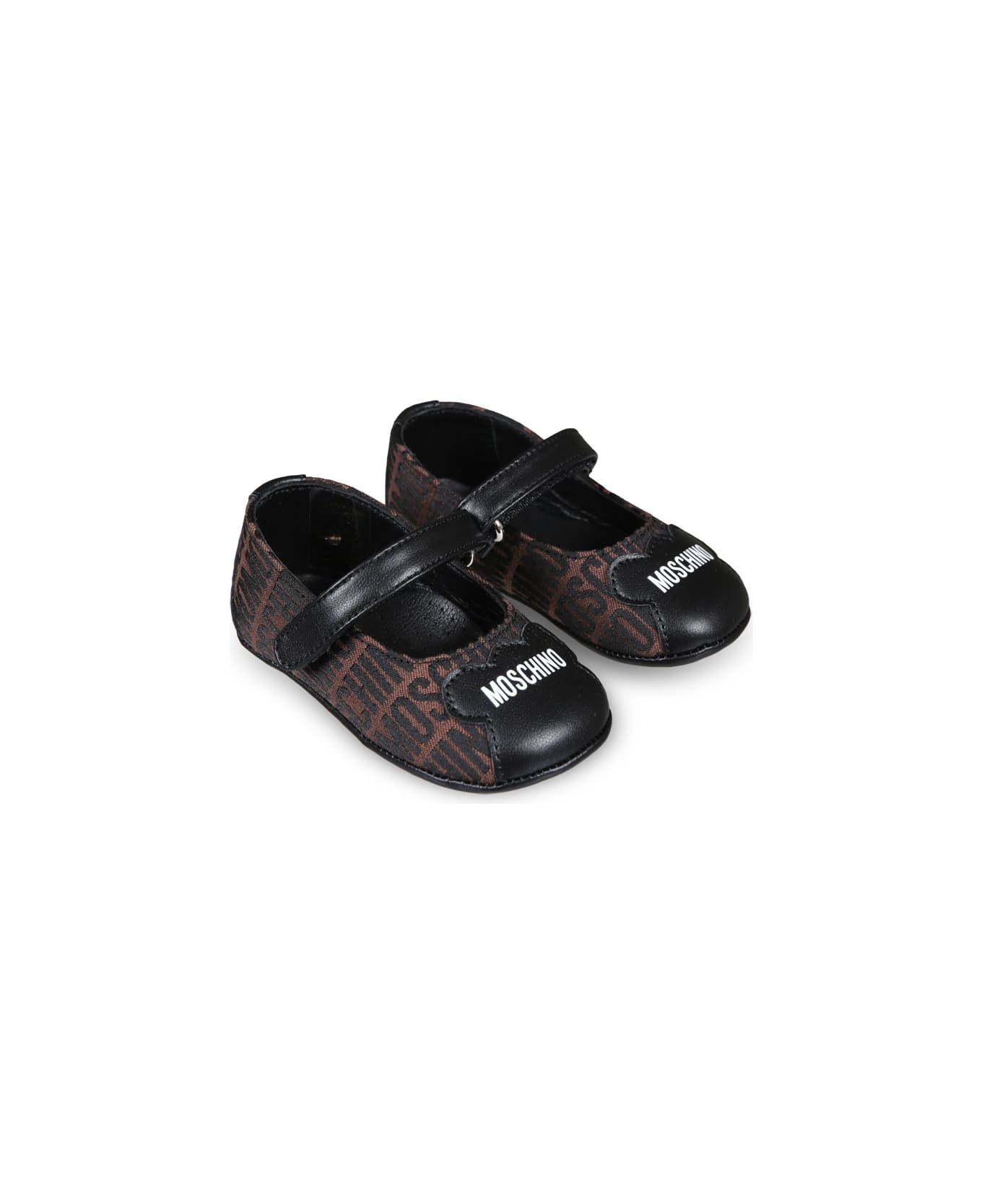Moschino Brown Ballet Flats For Baby Girl With Logo - Brown
