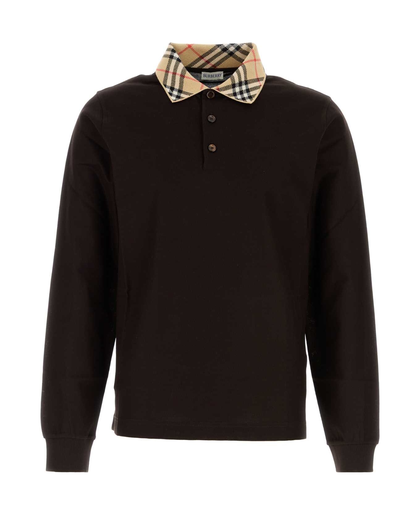 Burberry Dark Brown Piquet Polo Shirt - CLOVEBROWN