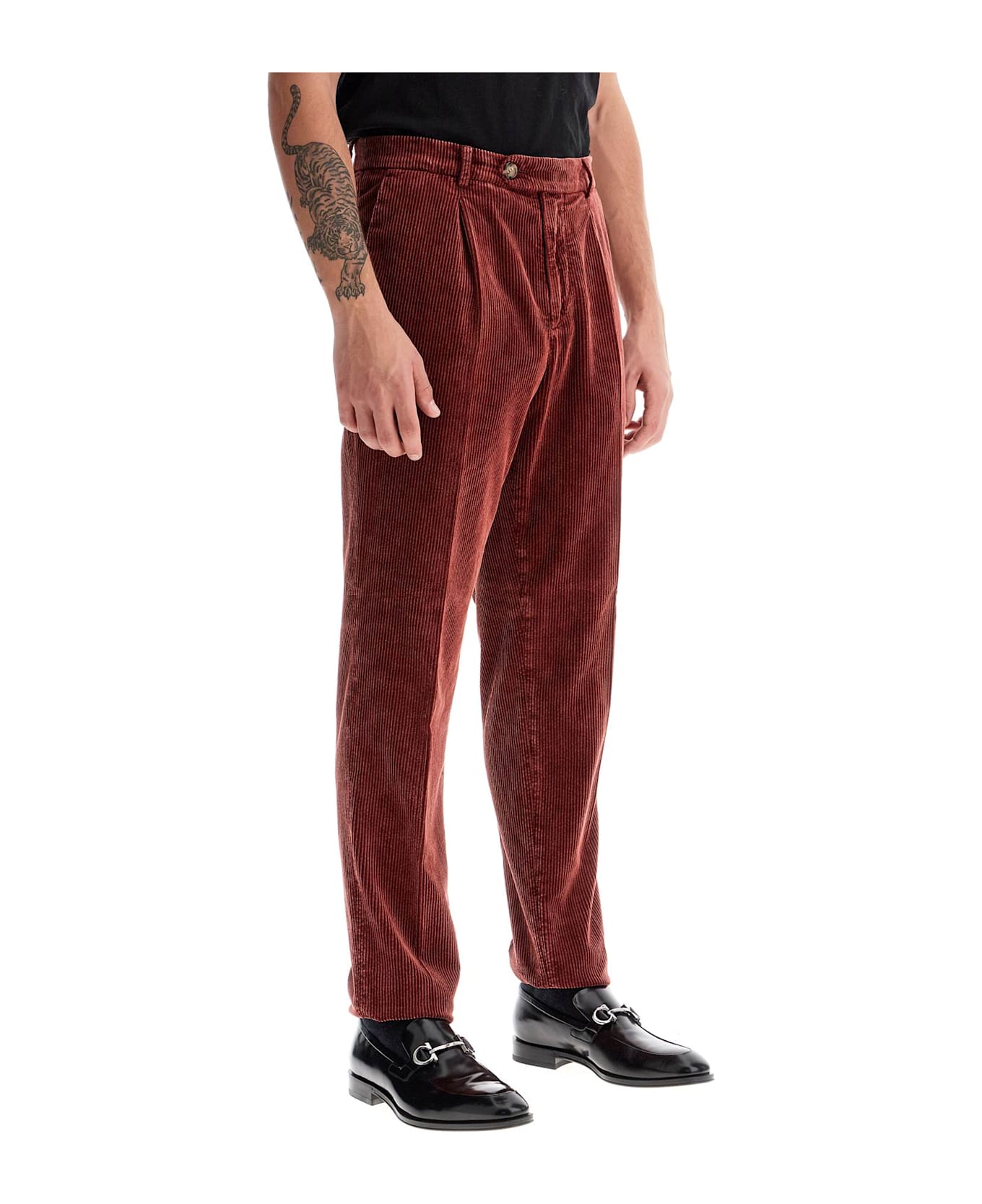 Brunello Cucinelli Corduroy Leisure Fit Pants - CORALLO (Red)