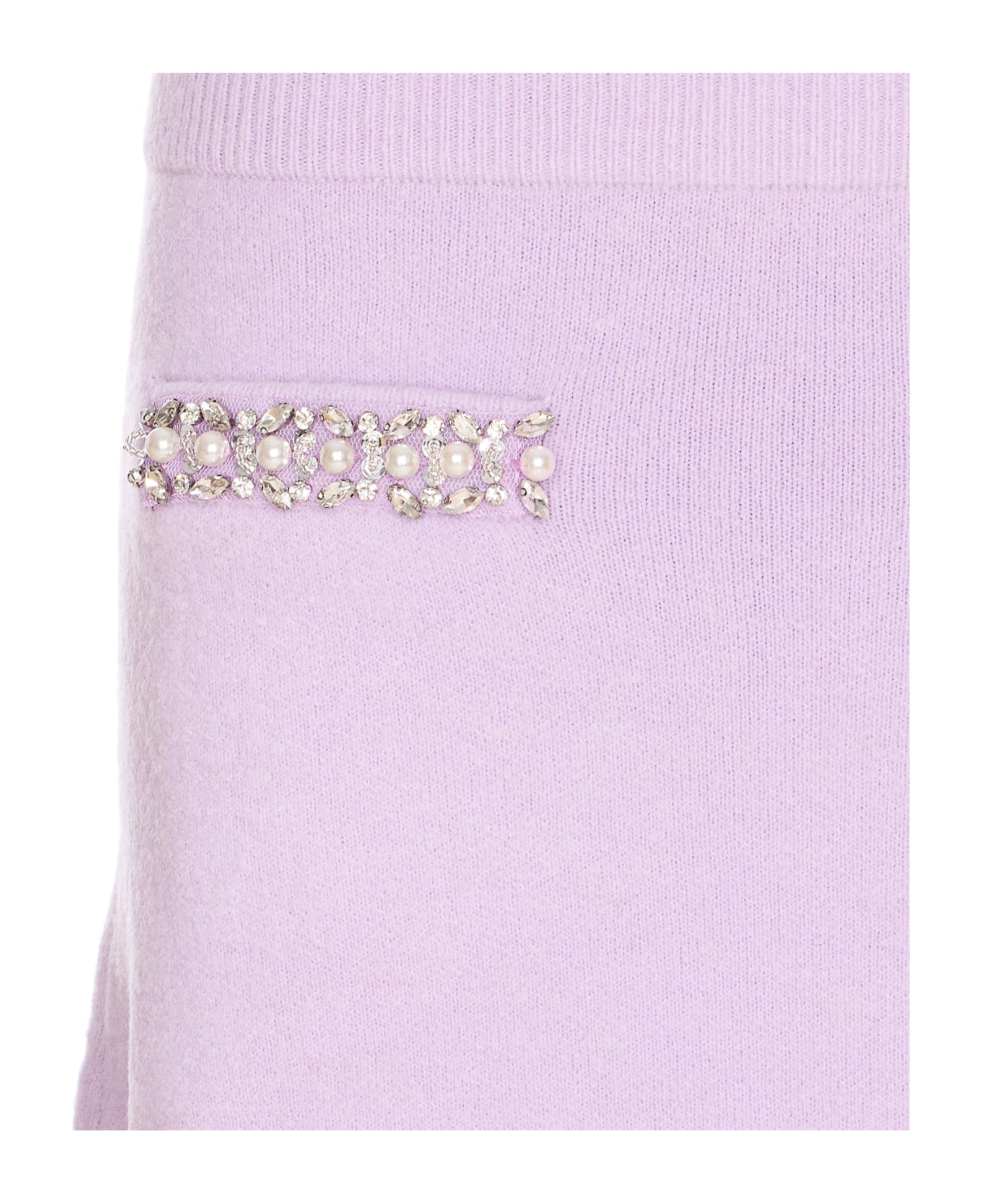 self-portrait Crystal Knit Skirt - Purple