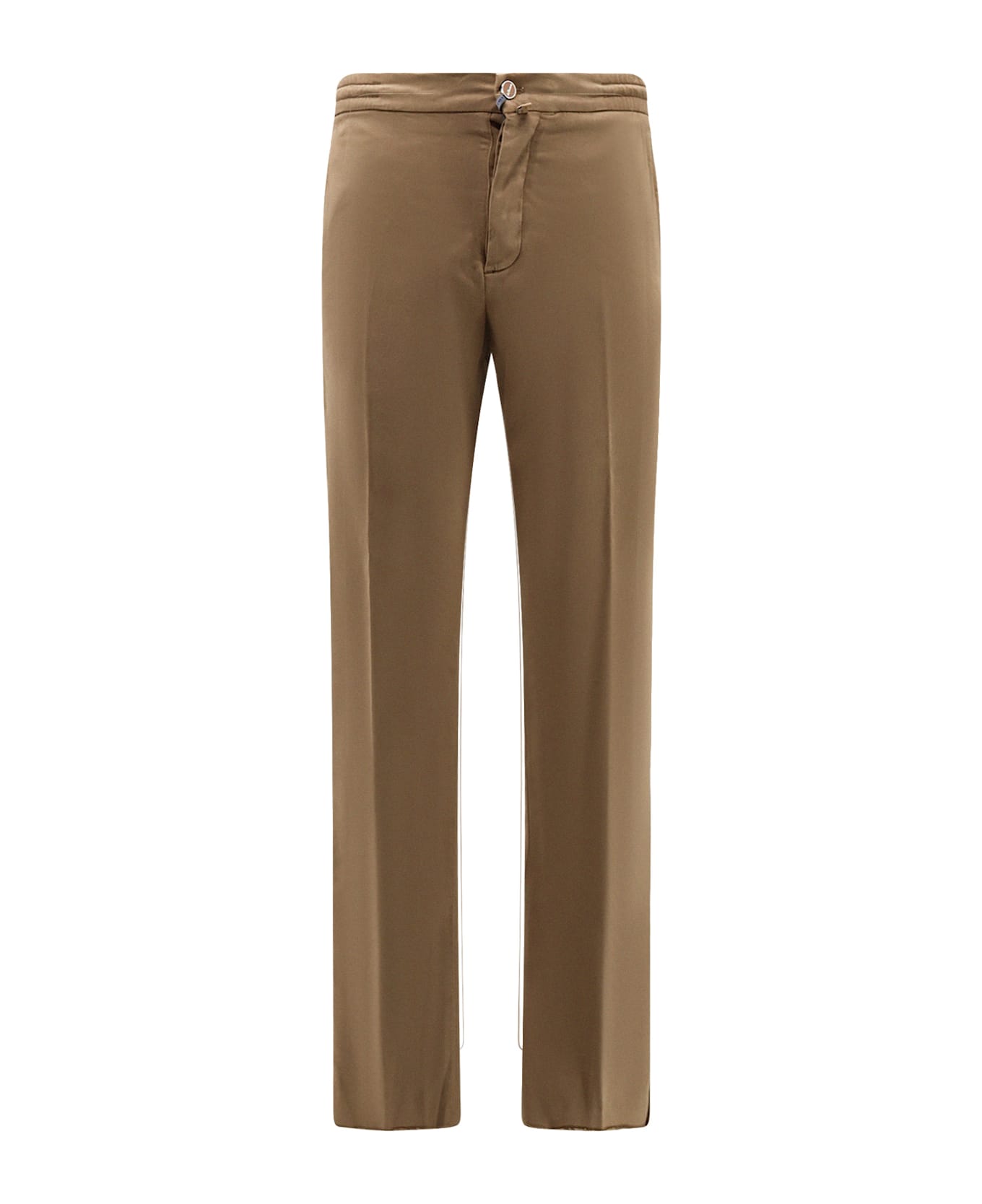 Kiton Lyocell Trouser With Drawstring At Waist - Brown