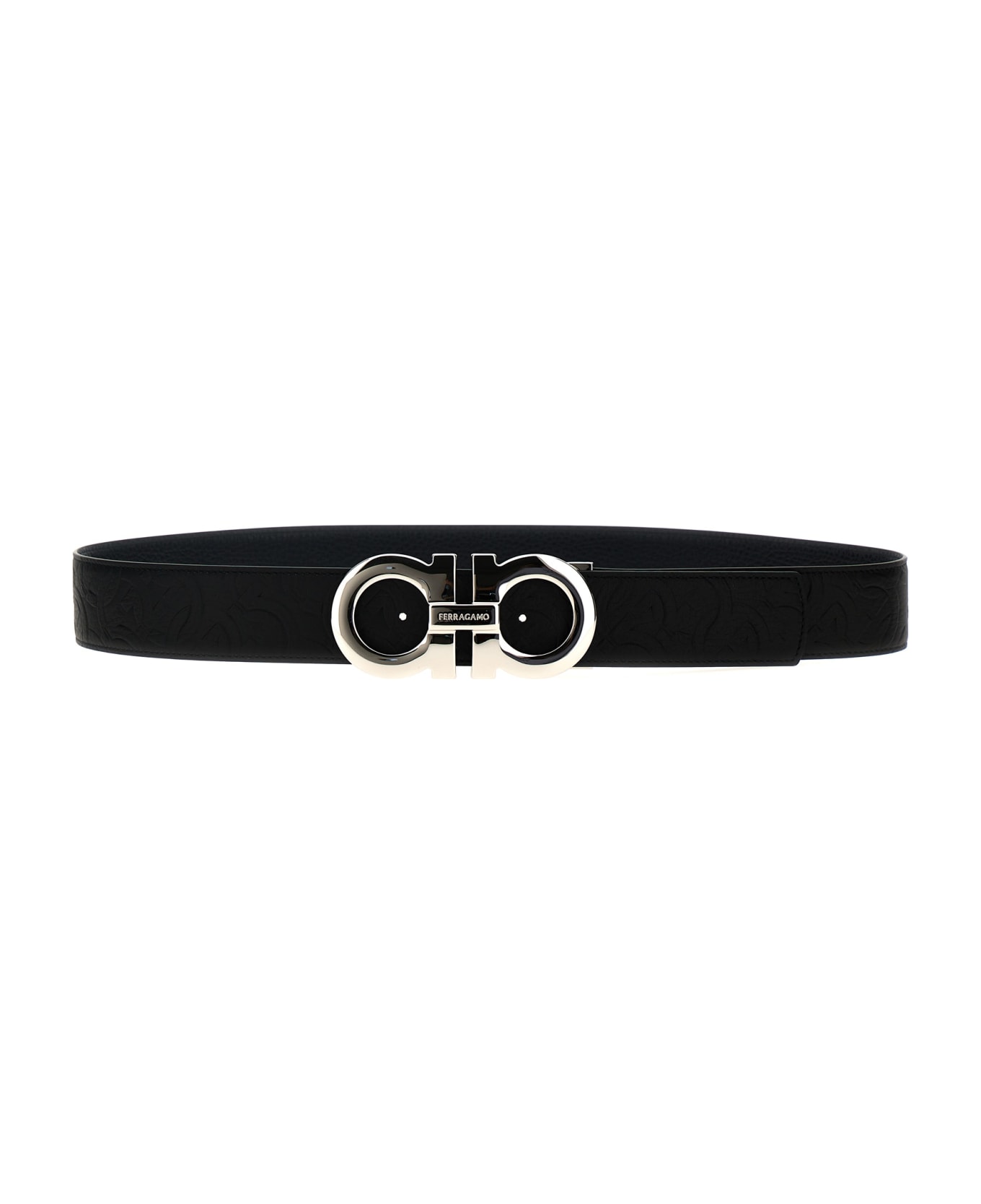 Ferragamo 'gancini' Reversible Belt - Black  