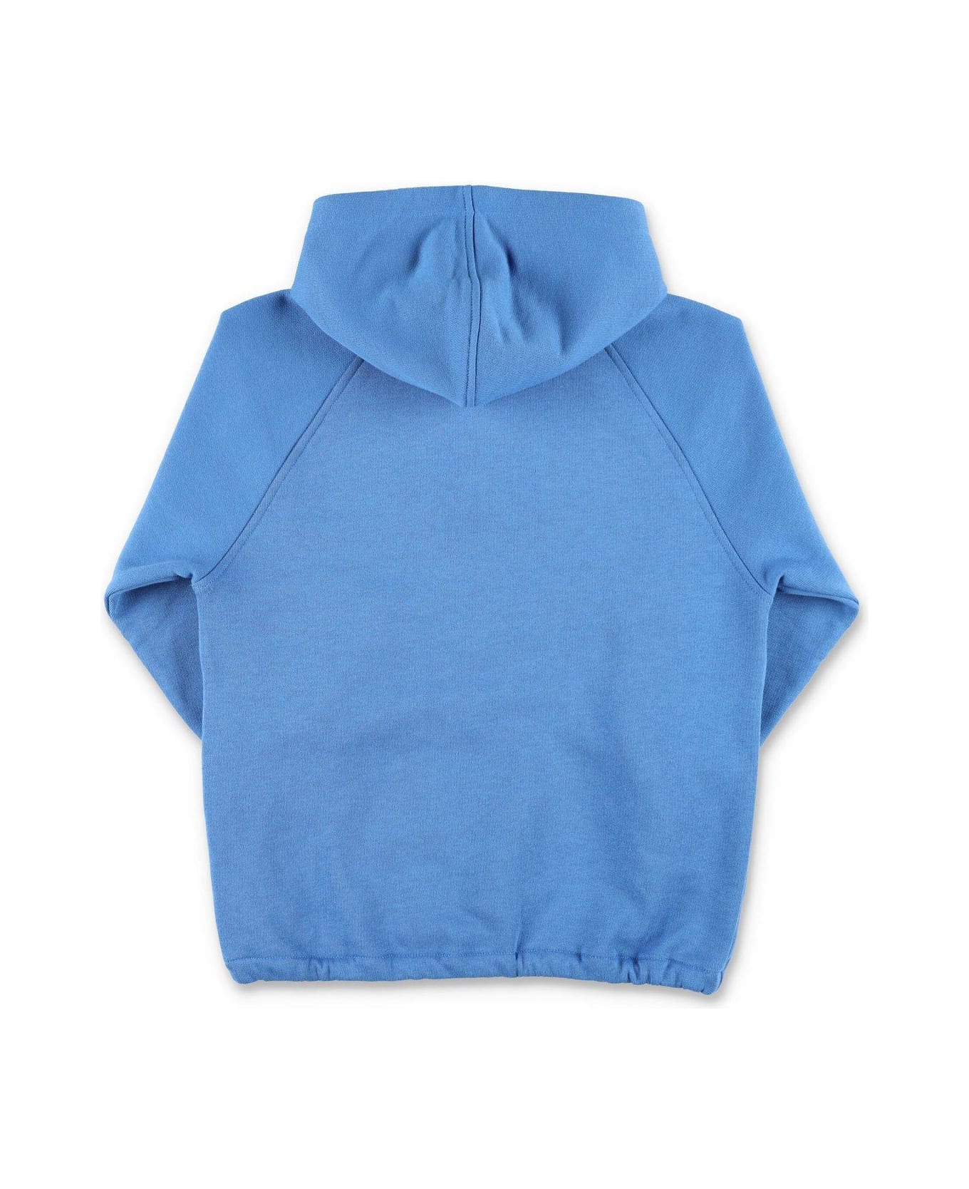 Gucci House Web Logo Patch Long-sleeved Hoodie - Blue