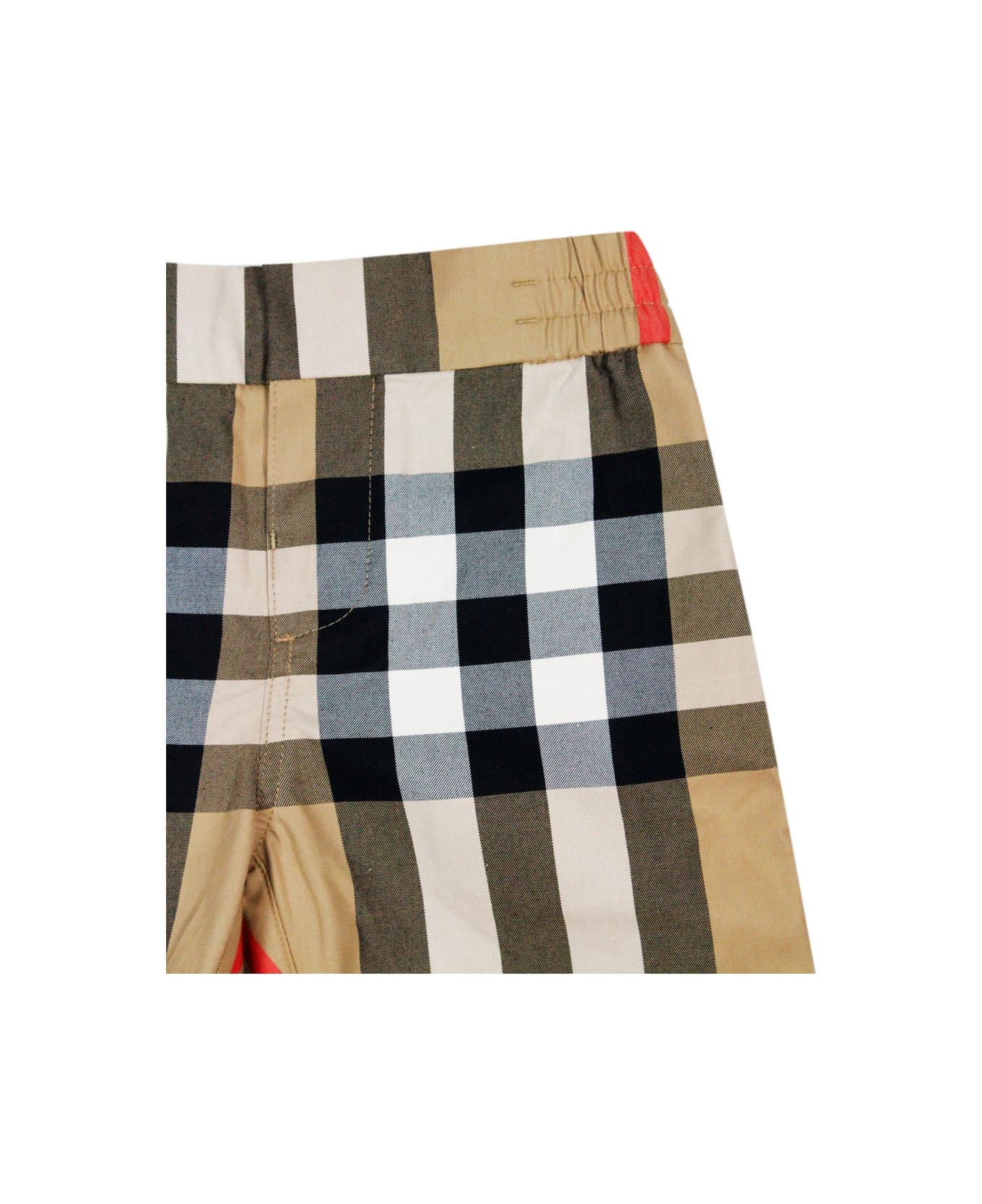 Burberry Cotton Jersey Shorts With Elasticated Waist And Front Welt Pockets And Classic Check Back Pockets - Check Beige