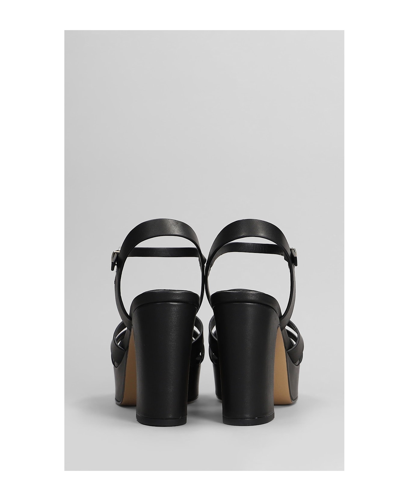 Lola Cruz Aria Platform 95 Sandals In Black Leather - black