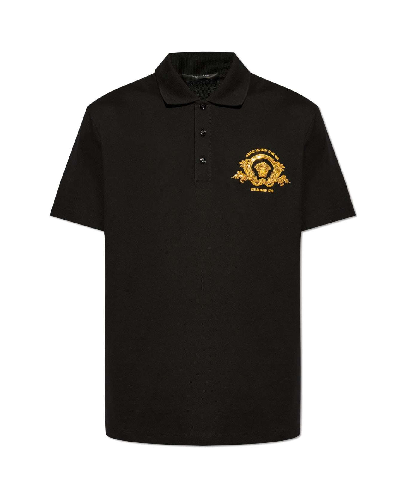 Versace Polo With Logo - BLACK