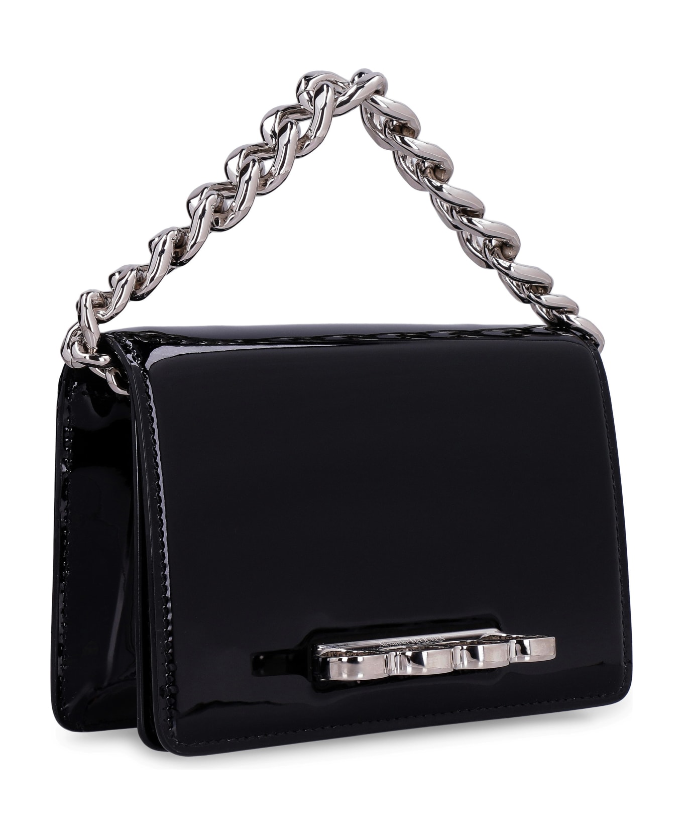 Alexander McQueen The Four Ring Mini Patent Leather Bag - Black