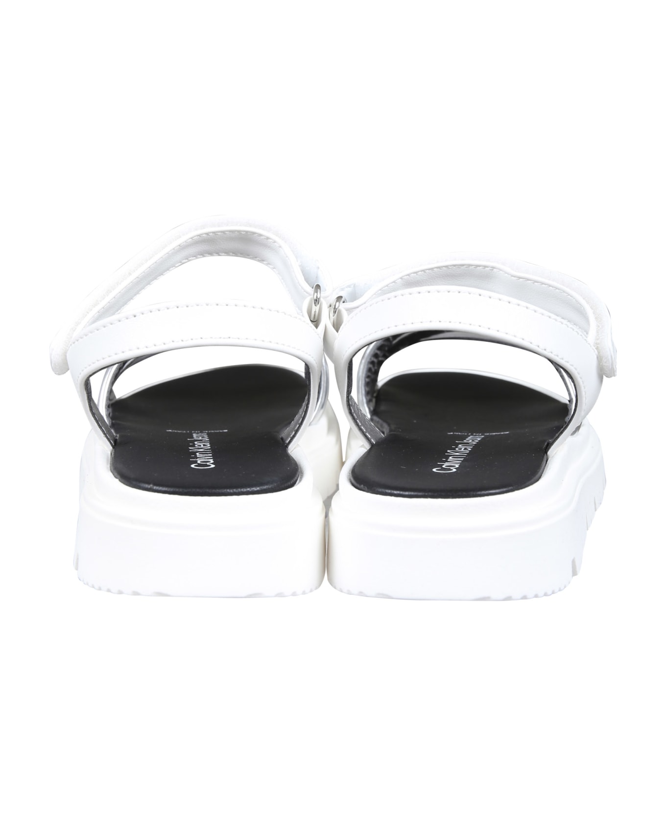 Calvin Klein Silver Sandals For Girl With Logo - Silver