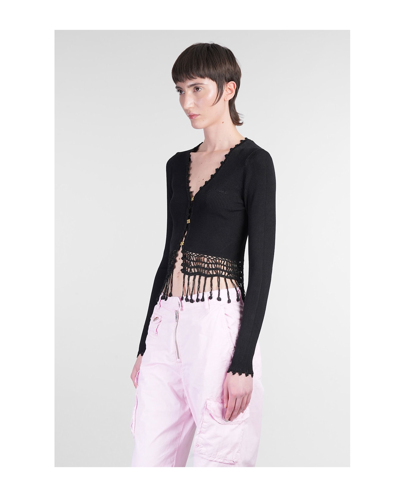Ganni Cardigan In Black Viscose - black