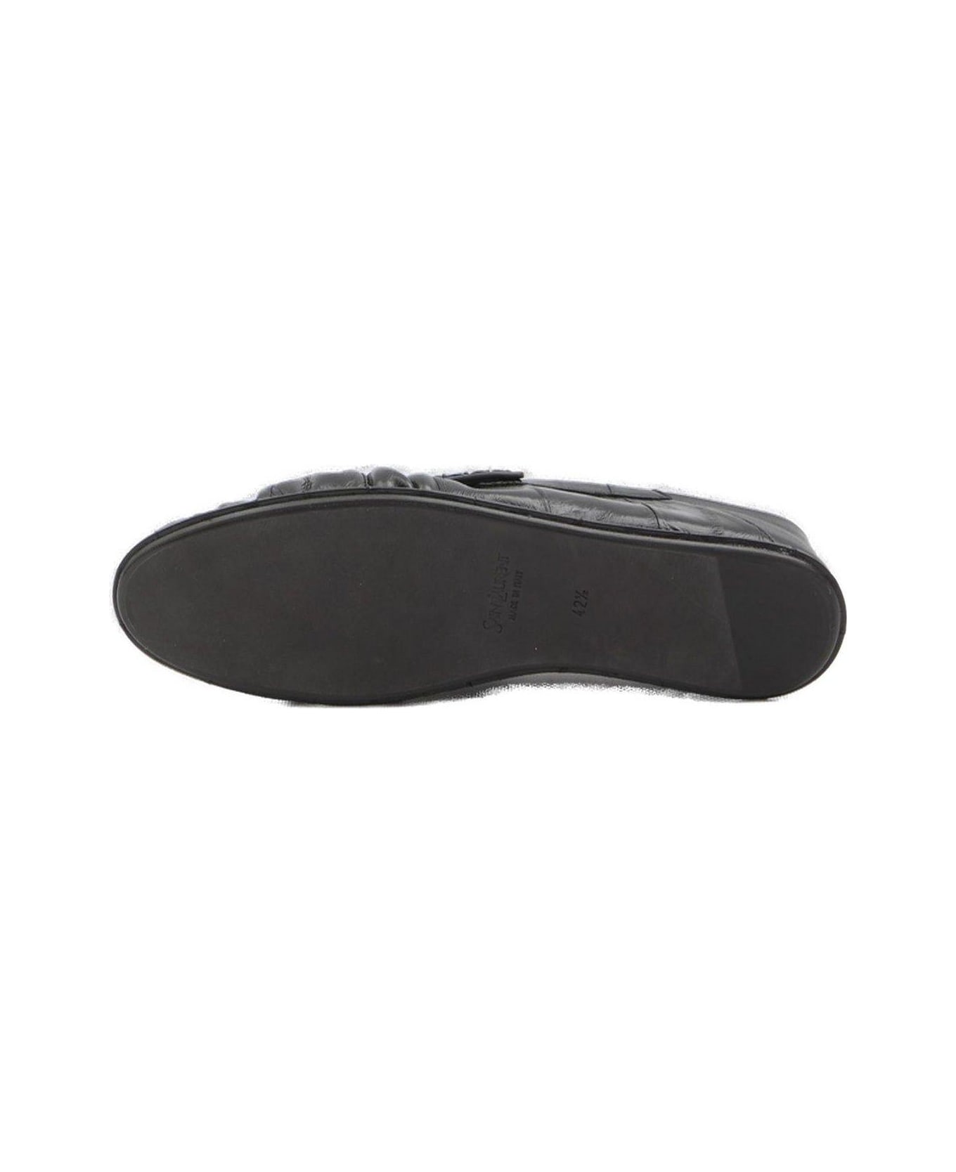 Saint Laurent Logo Plaque Slip-on Loafers - BLACK