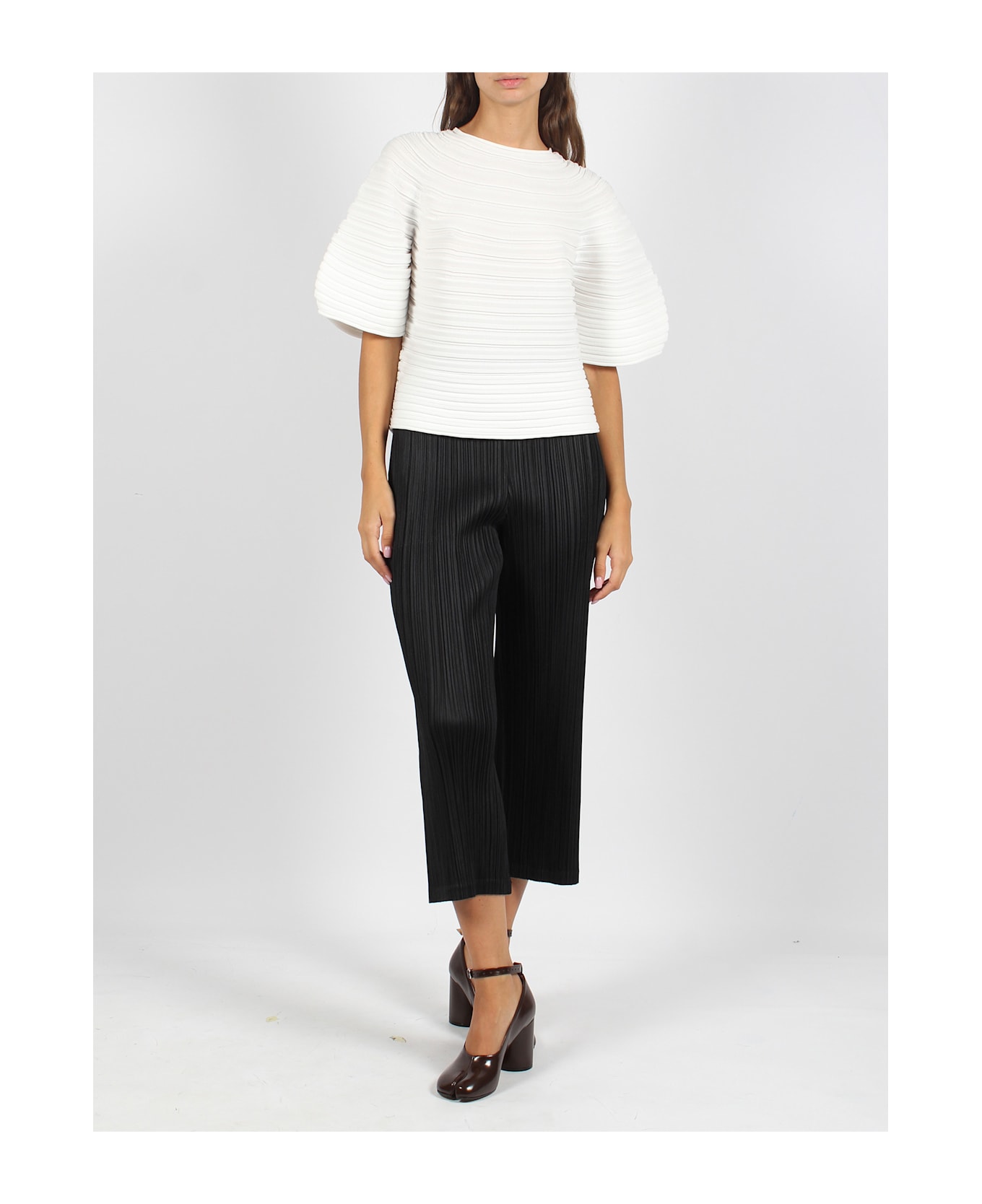 Pleats Please Issey Miyake Bell-shaped Top - White