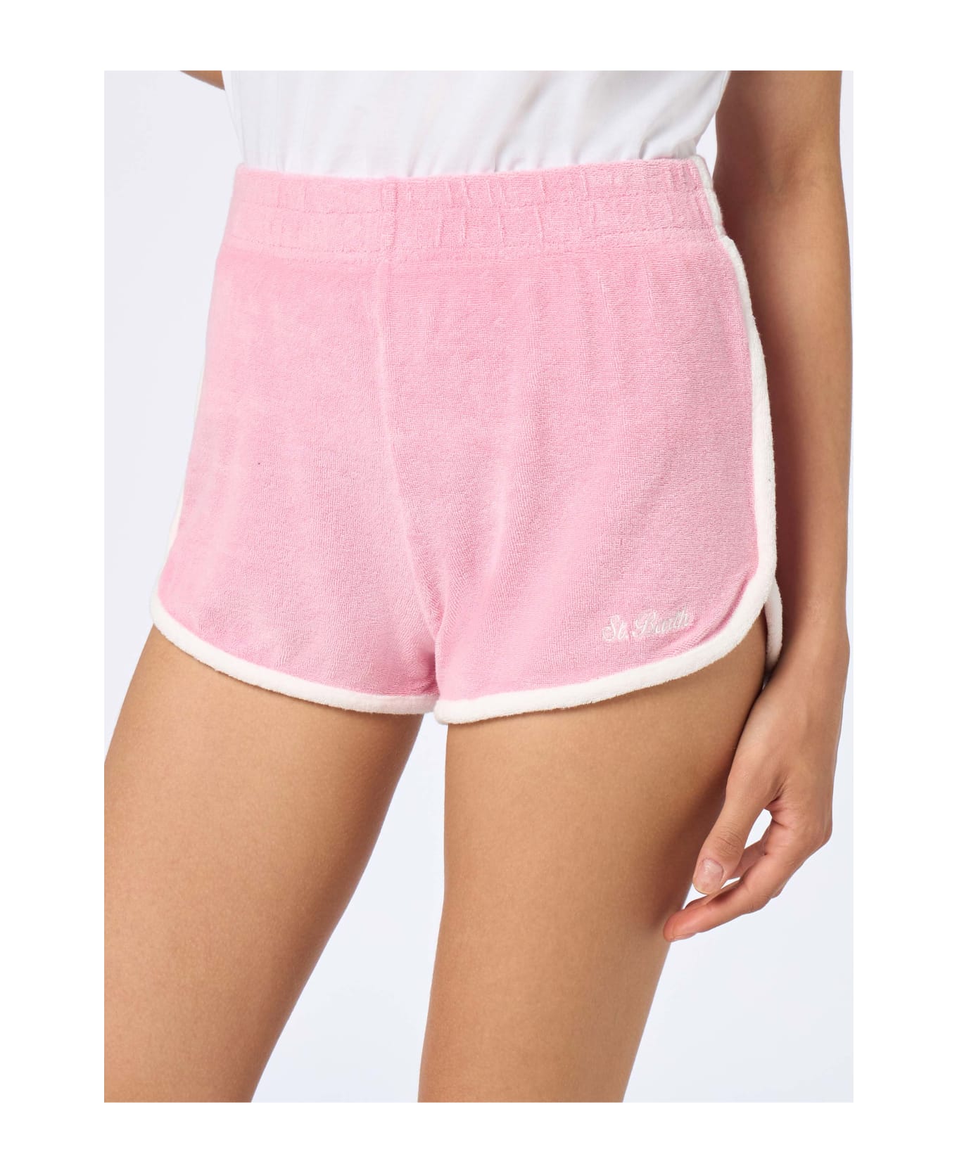 MC2 Saint Barth Woman Terry Cotton Pull Up Shorts Francine - PINK