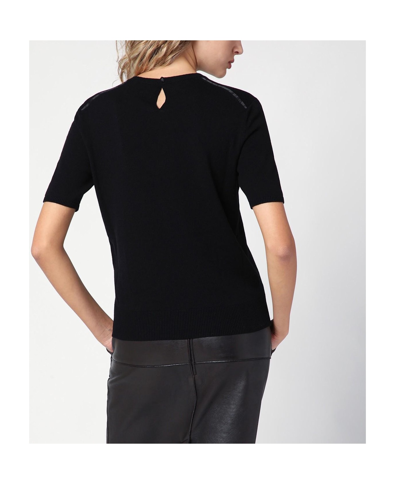 Saint Laurent Black Wool Knit T-shirt - BLACK