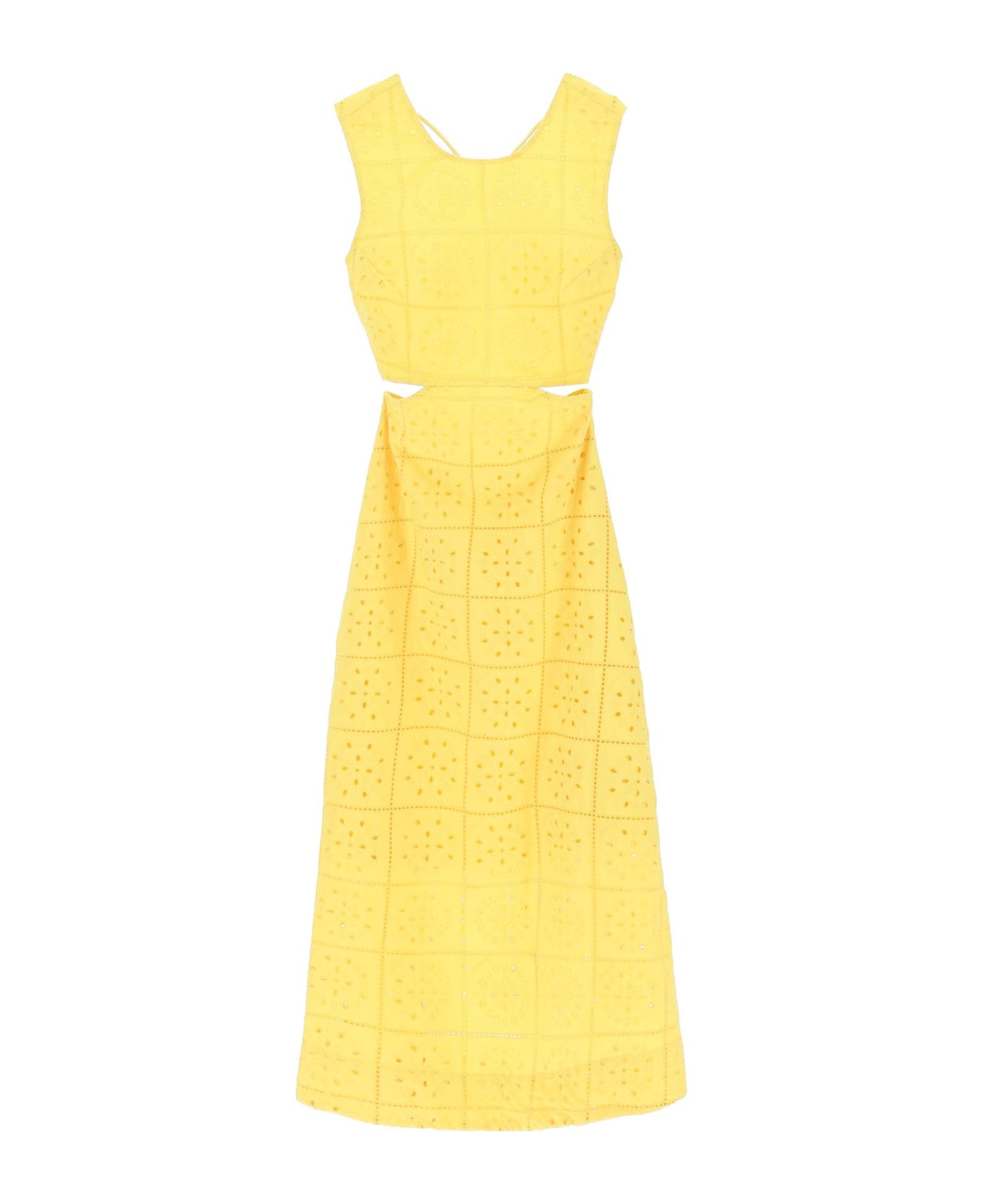 Ganni Broderie Anglaise Maxi Dress - MAIZE (Yellow)