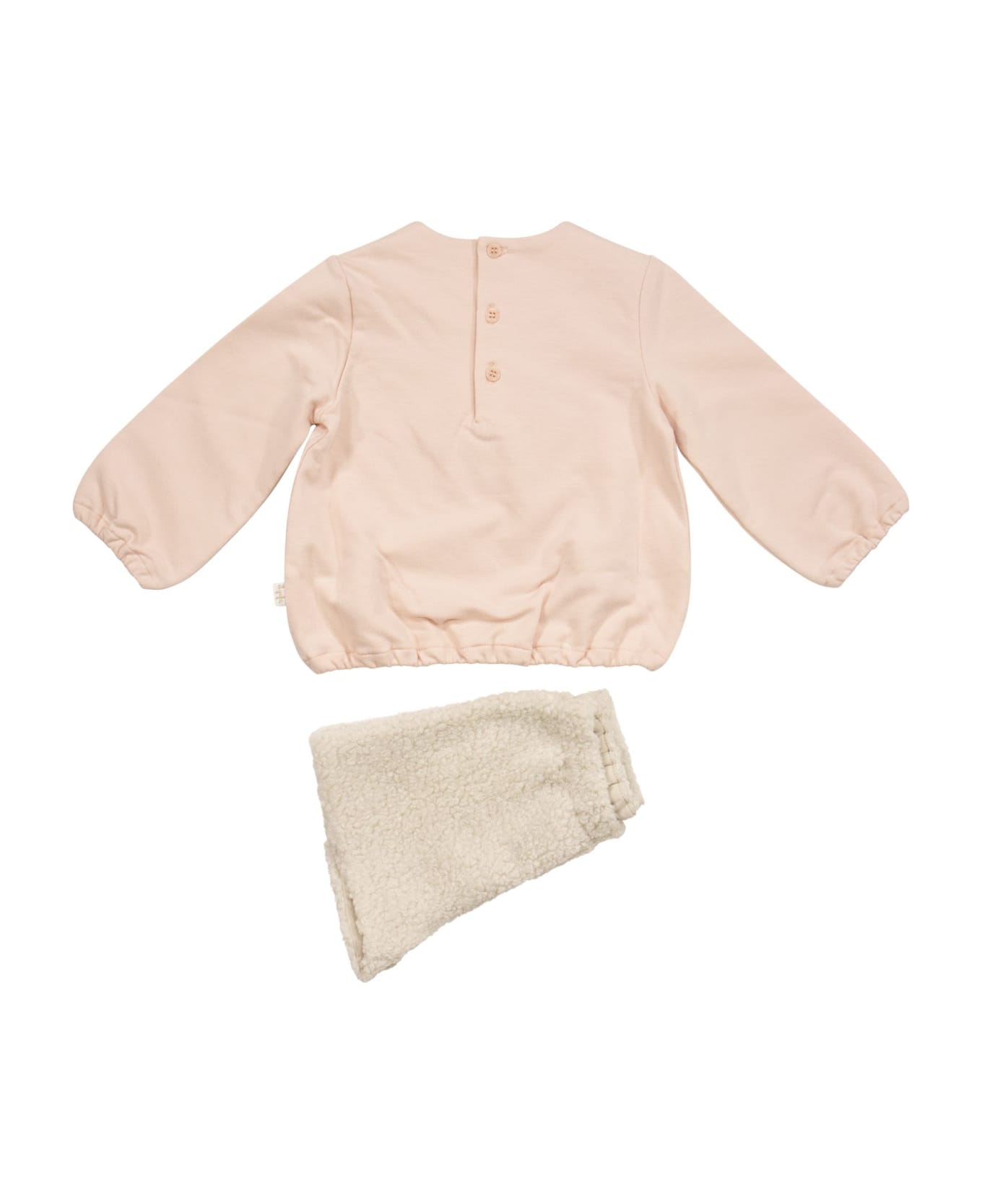 Il Gufo Two-piece Set With Teddy Bear - Pink/ivory ボディスーツ＆セットアップ