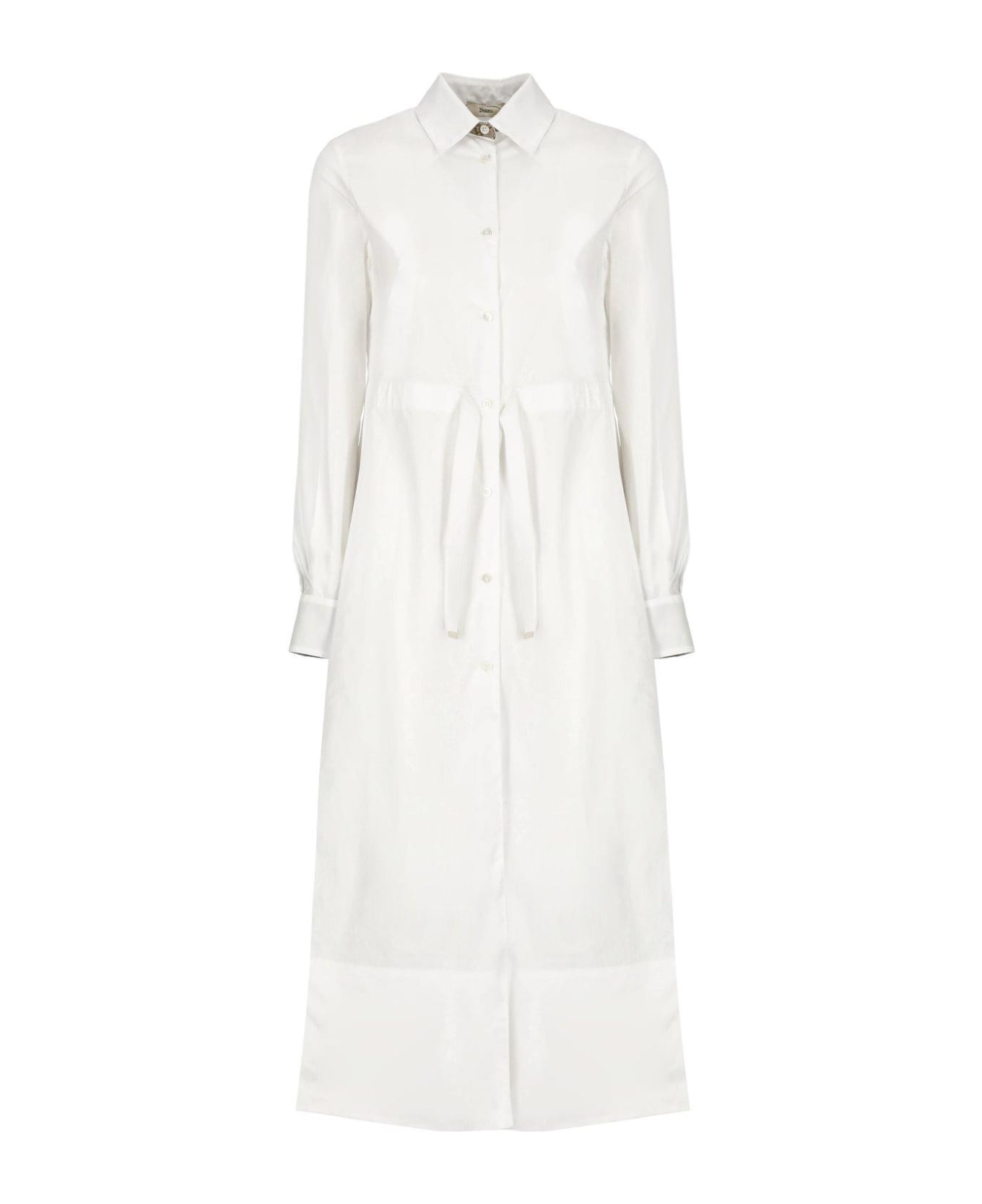 Herno Drawstring Waist Midi Dress - WHITE