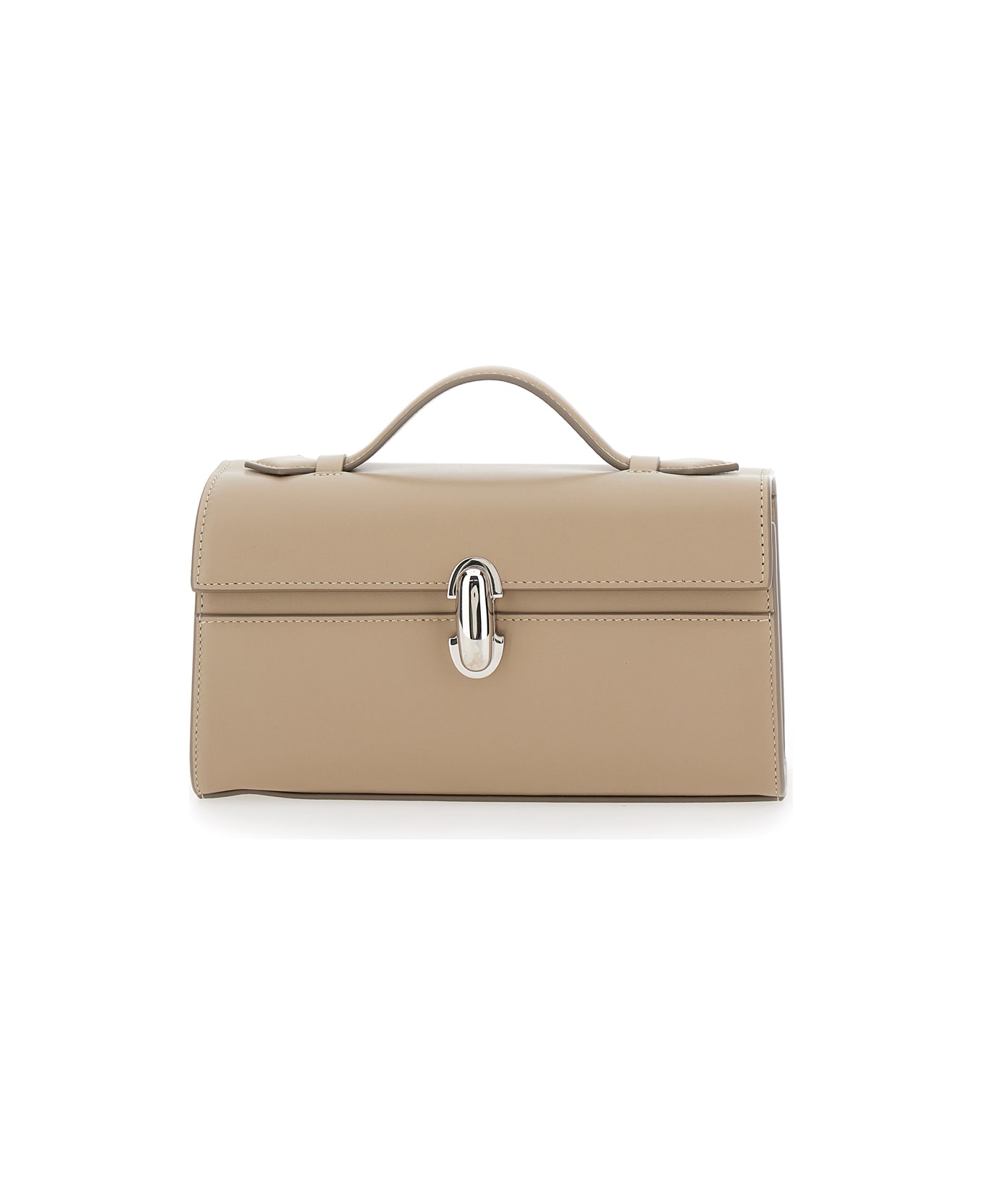 Savette Symmetry Pochette In Smooth Calf Leather - Grey