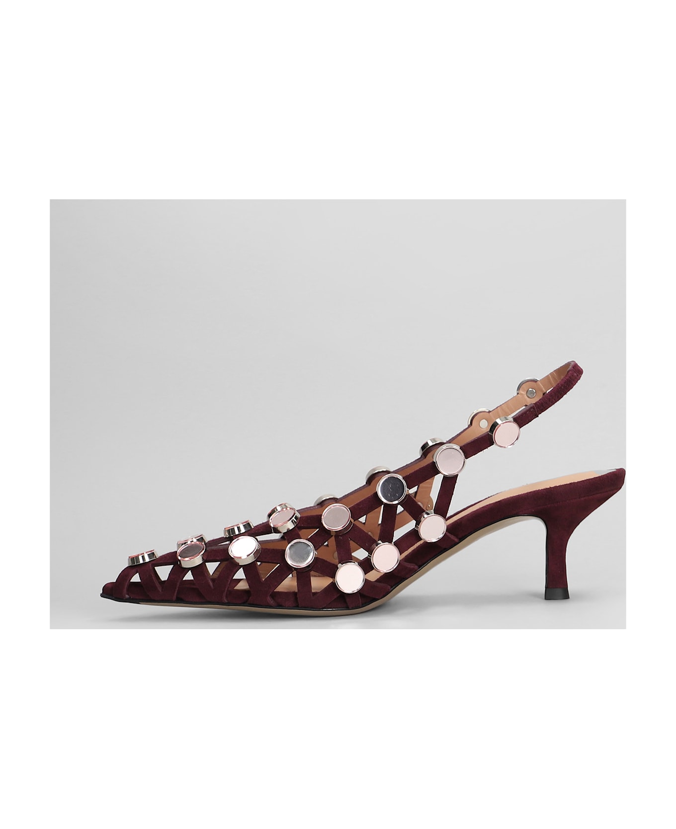 The Attico Grid Pumps In Bordeaux Suede - bordeaux