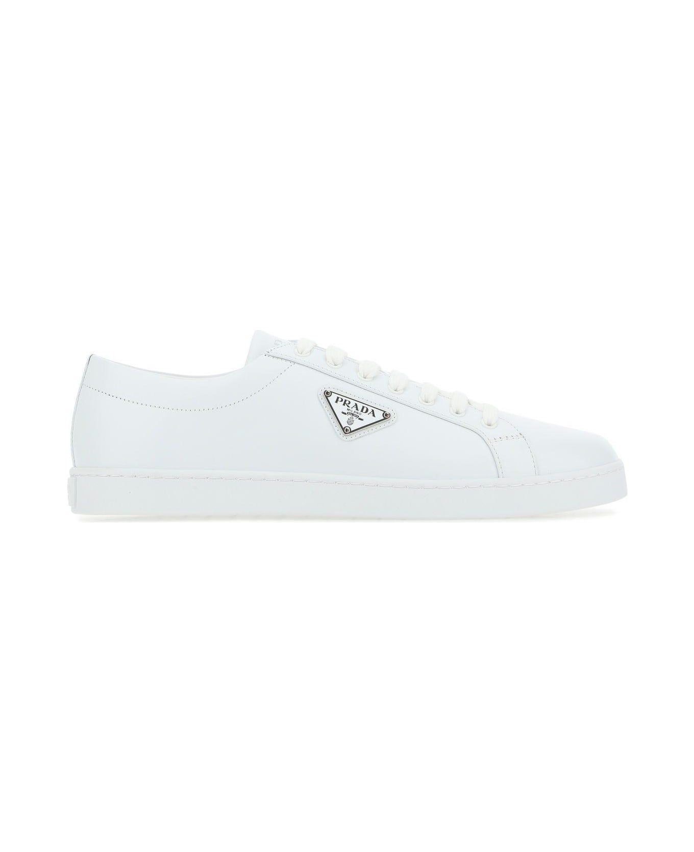 Prada White Leather Sneakers - Bianco スニーカー