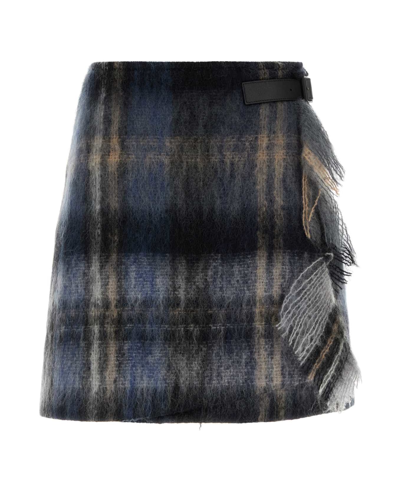 Loewe Embroidered Mohair Blend Mini Skirt - BLUE/MULTICOLOR