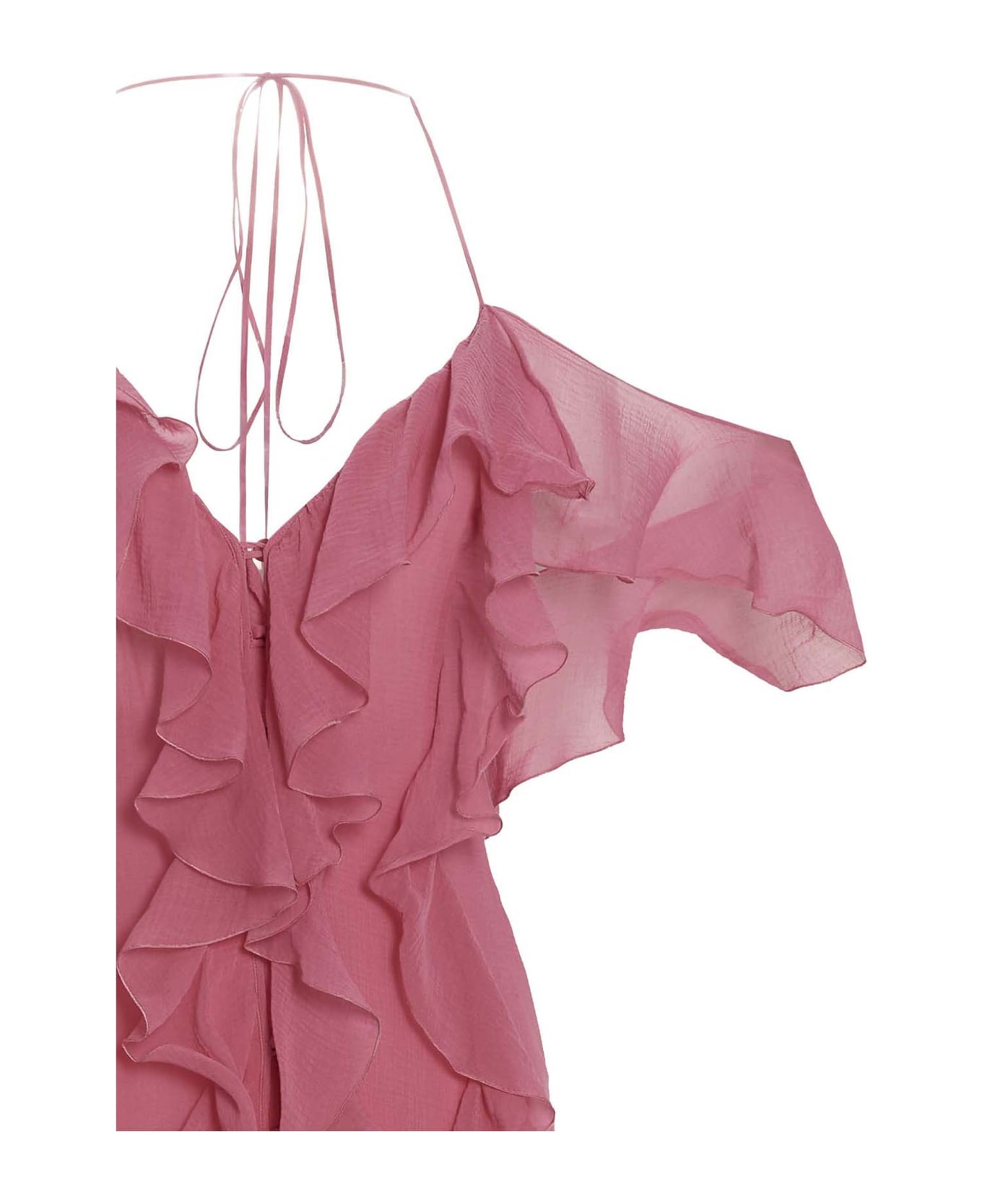 Blumarine Flounced Silk Dress - Pink ワンピース＆ドレス