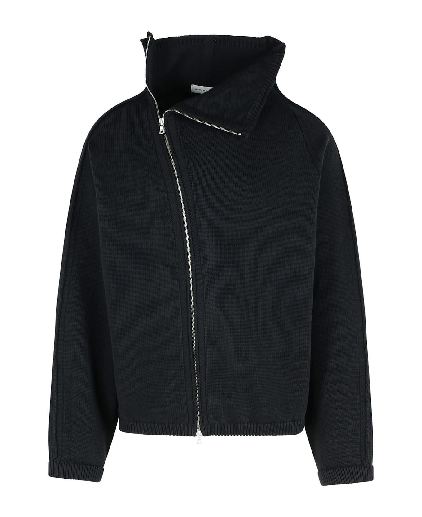 Dries Van Noten 'metro' Black Cotton Blend Cardigan | italist