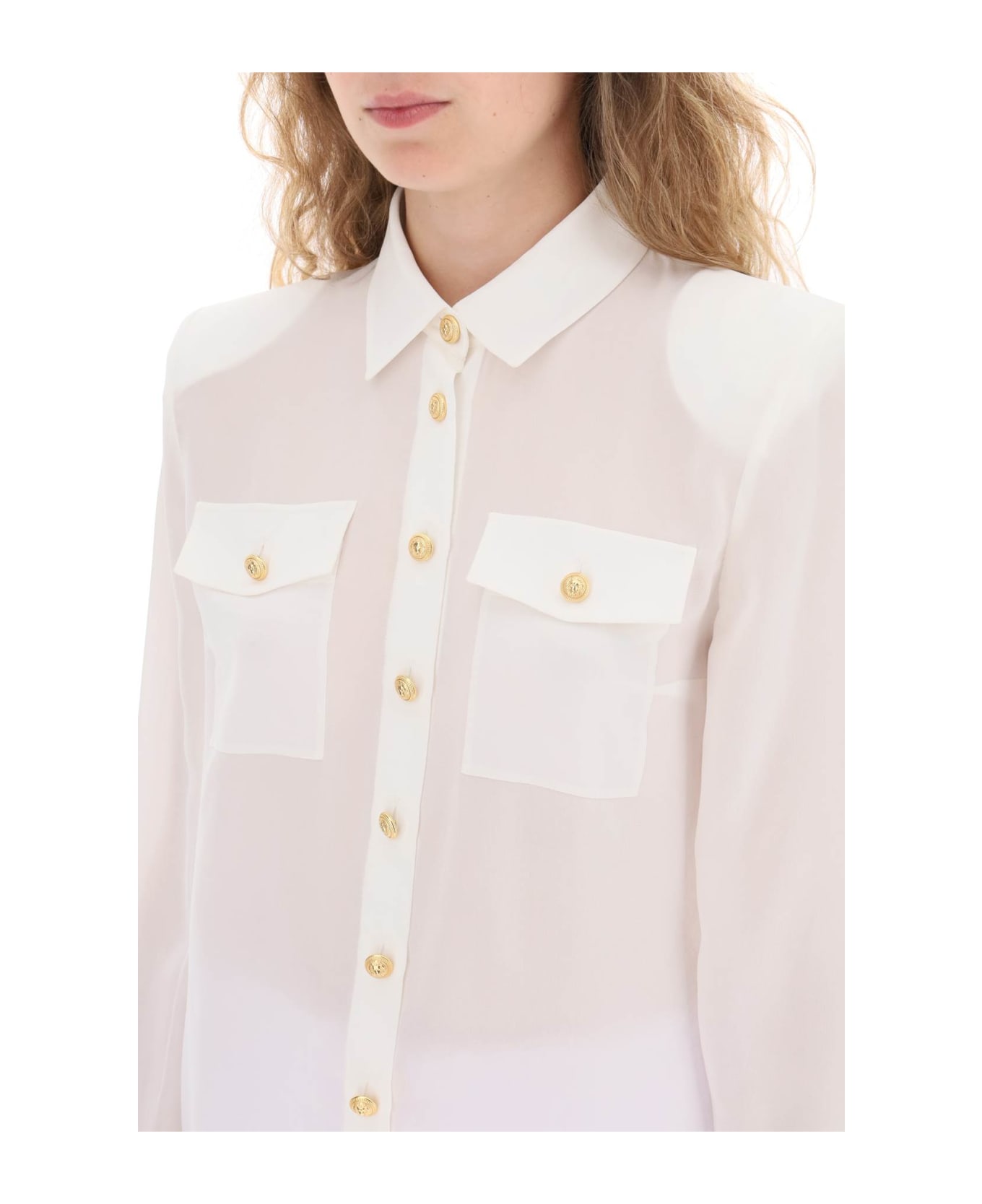 Balmain Crepe De Chine Shirt - Fa Blanc シャツ