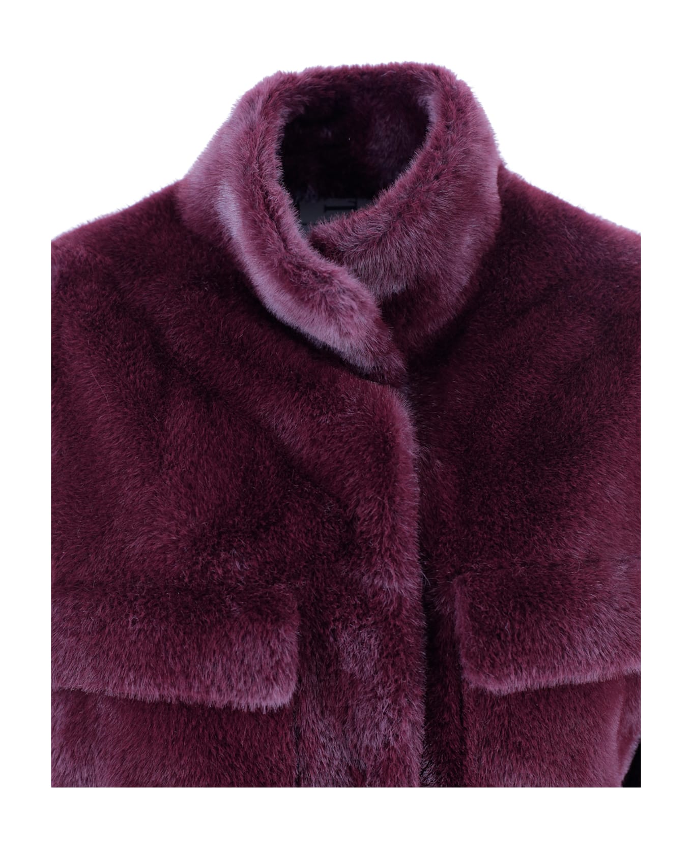 Valentini 1972 Faux Fur Jacket With High Collar. - Plum