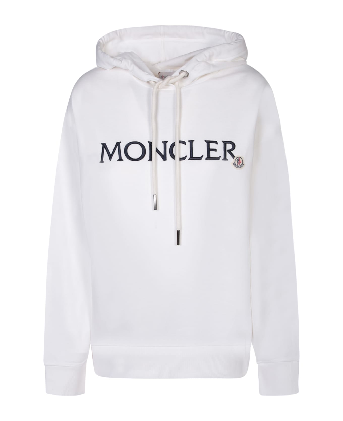 Moncler White Hoodie With Embroidered Lettering Logo - 037 フリース